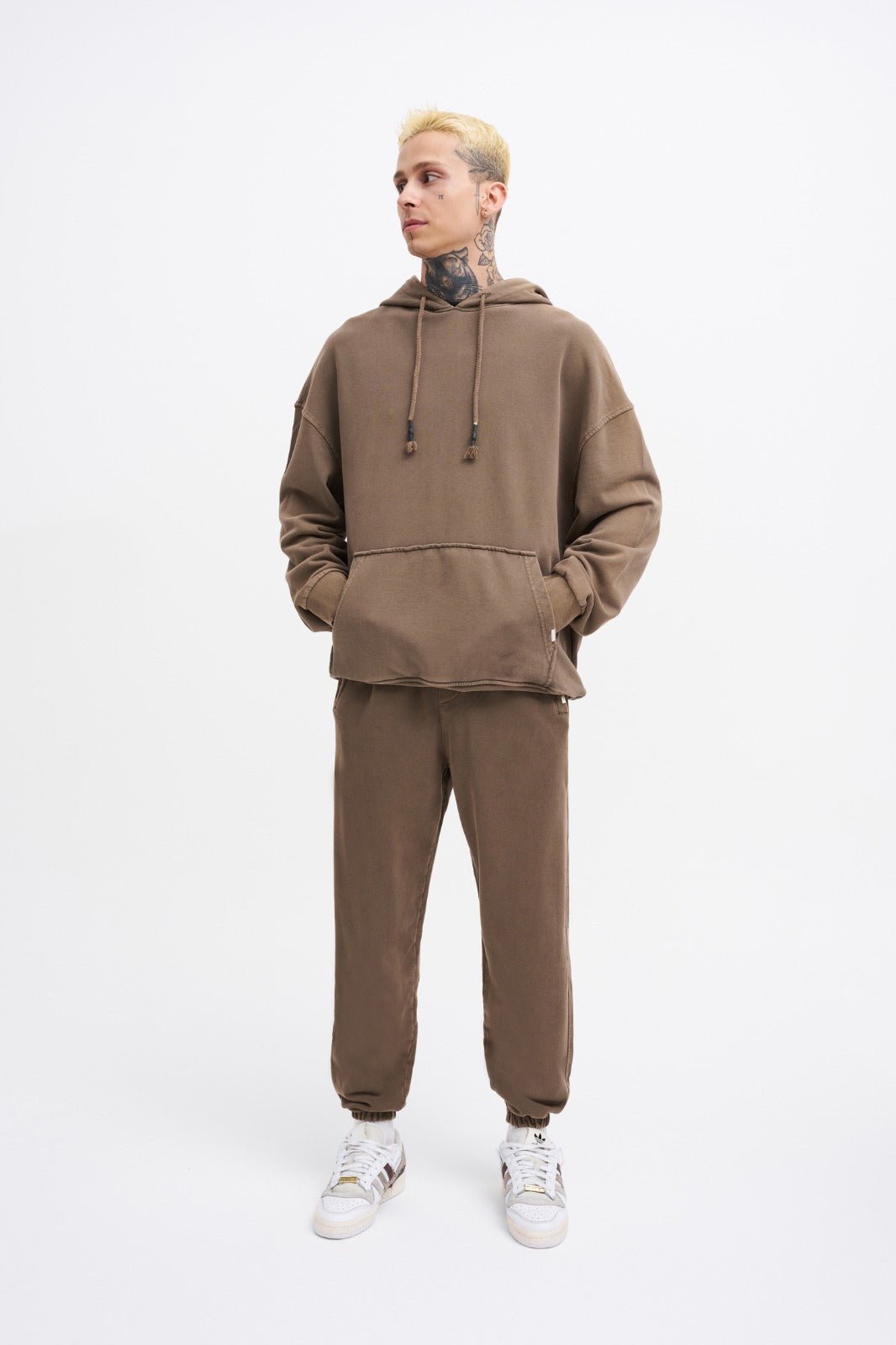 Erkek Yıkamalı Basic Jogger Eşofman Altı Kahverengi