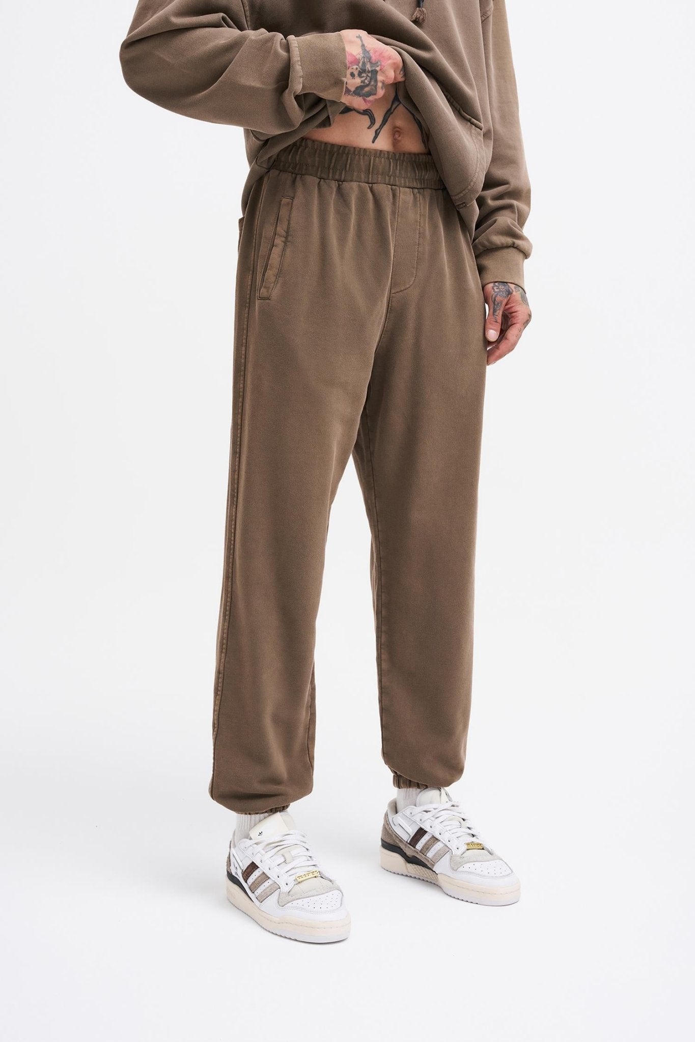 Erkek Yıkamalı Basic Jogger Eşofman Altı Kahverengi