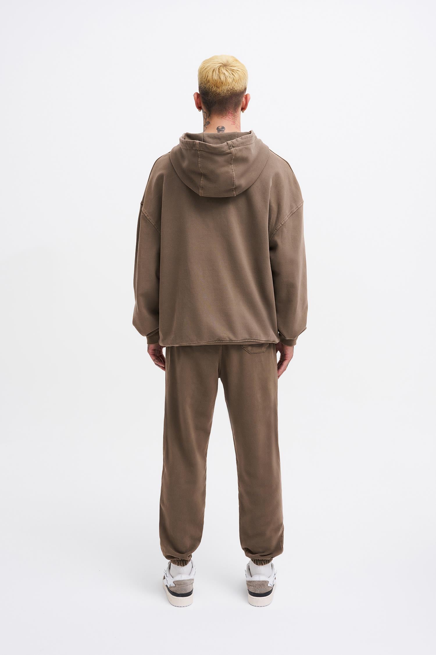 Erkek Yıkamalı Basic Jogger Eşofman Altı Kahverengi
