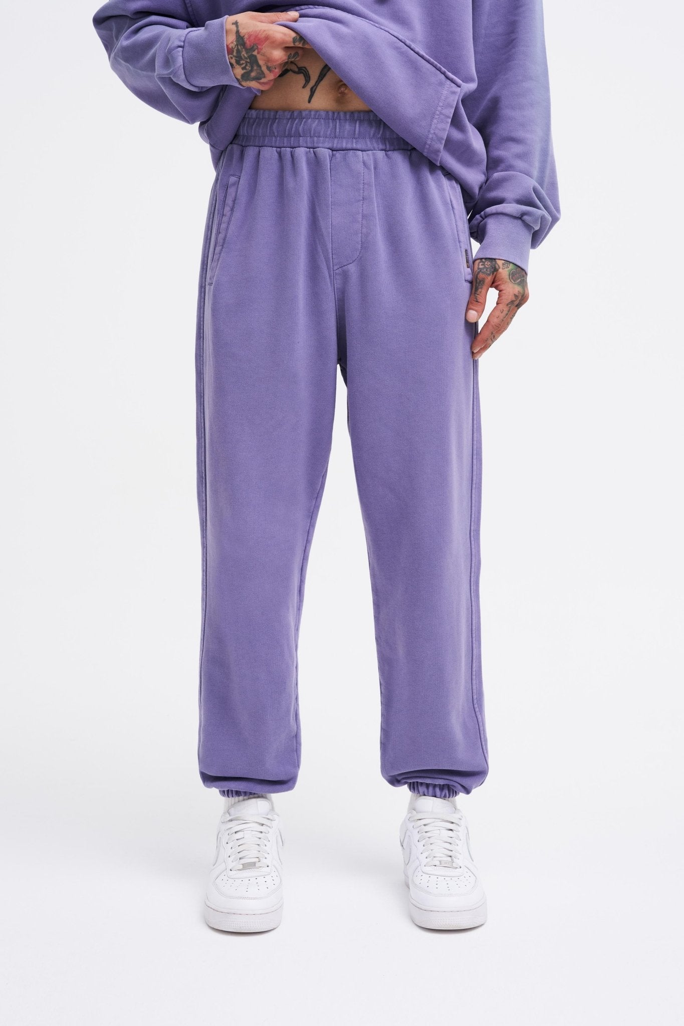 Erkek Yıkamalı Basic Jogger Eşofman Altı Mor