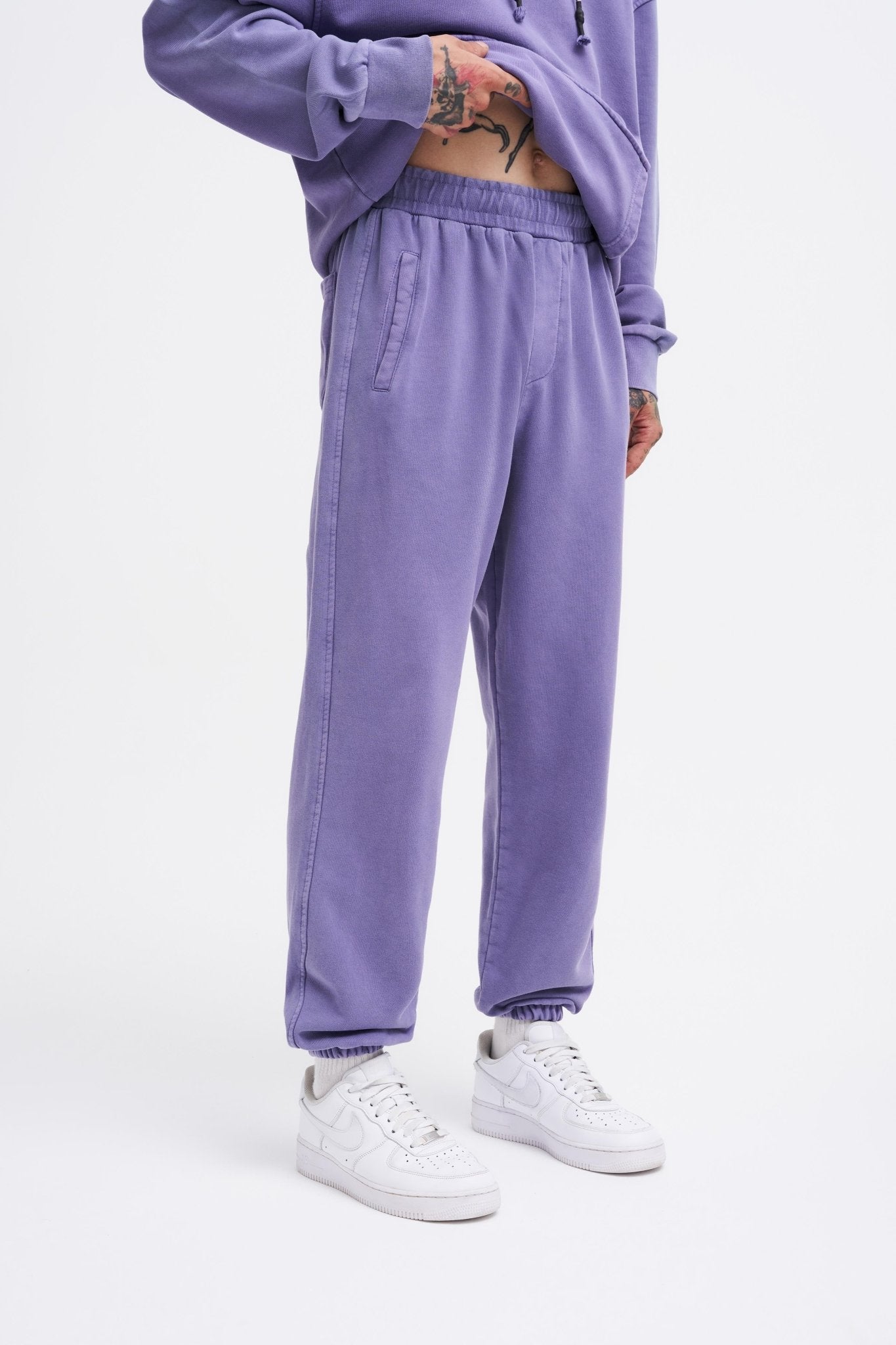 Erkek Yıkamalı Basic Jogger Eşofman Altı Mor