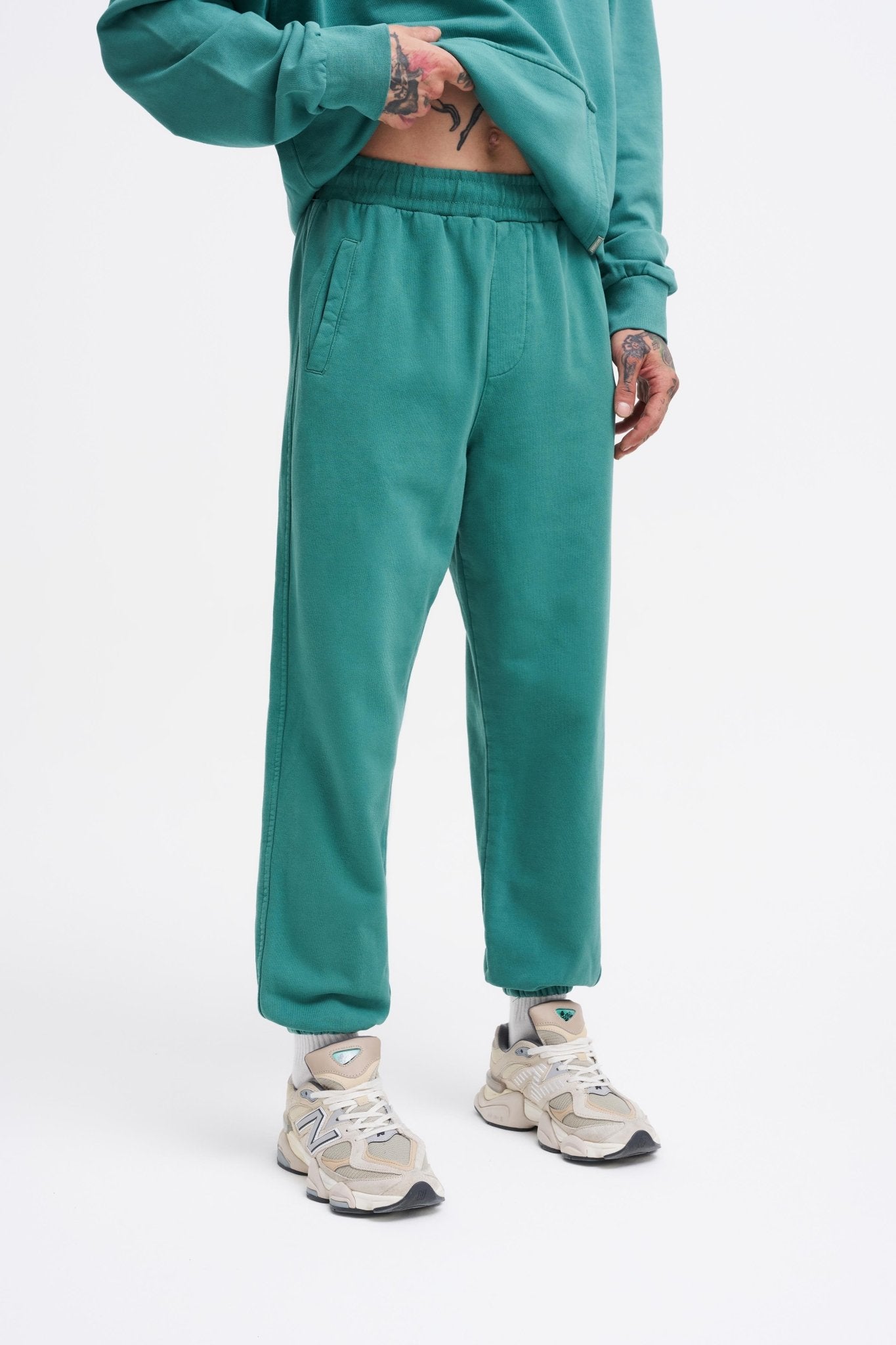 Erkek Yıkamalı Basic Jogger Eşofman Altı Yağ Yeşili