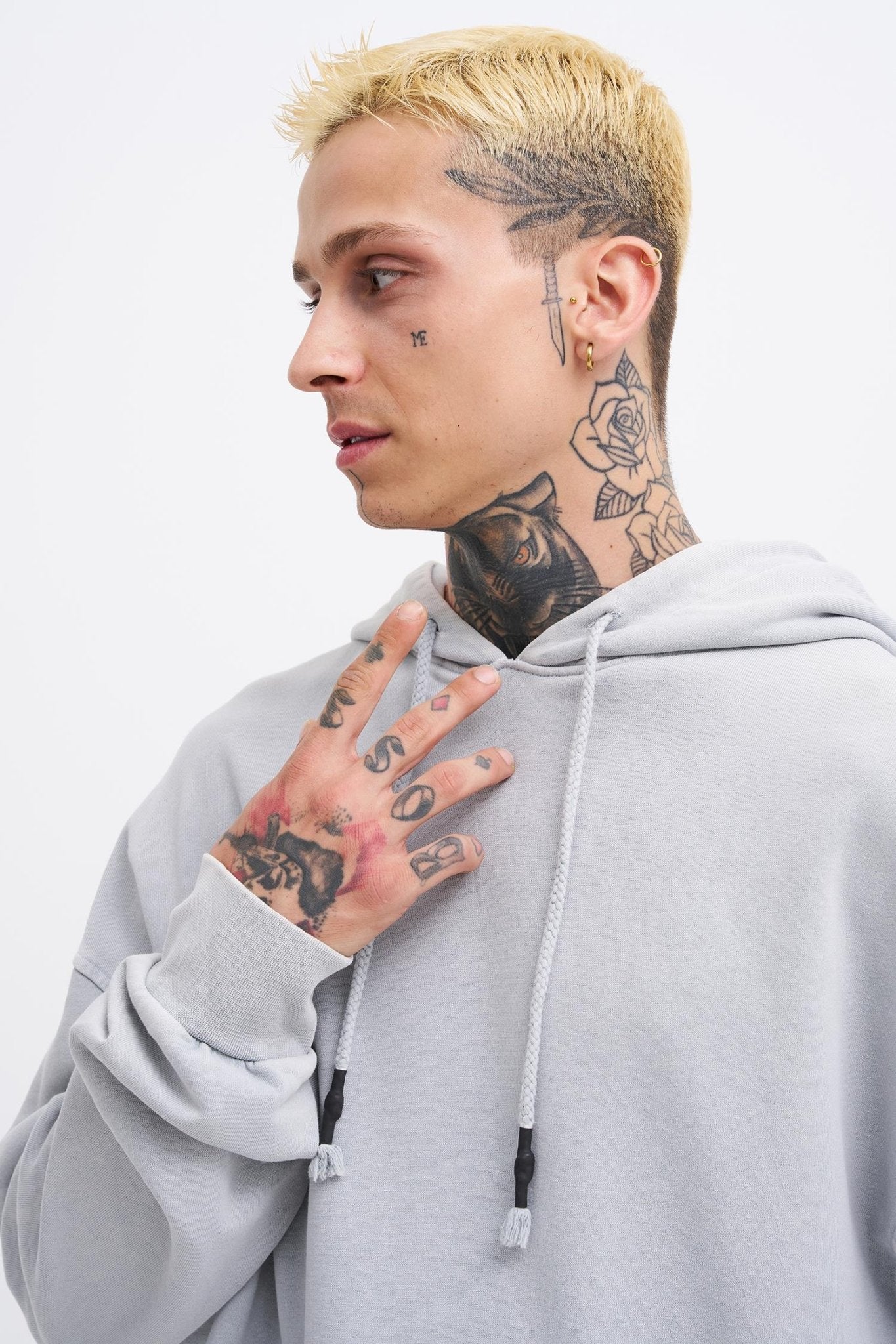 Erkek Yıkamalı Basic Kapüşonlu Oversize Sweatshirt Gri