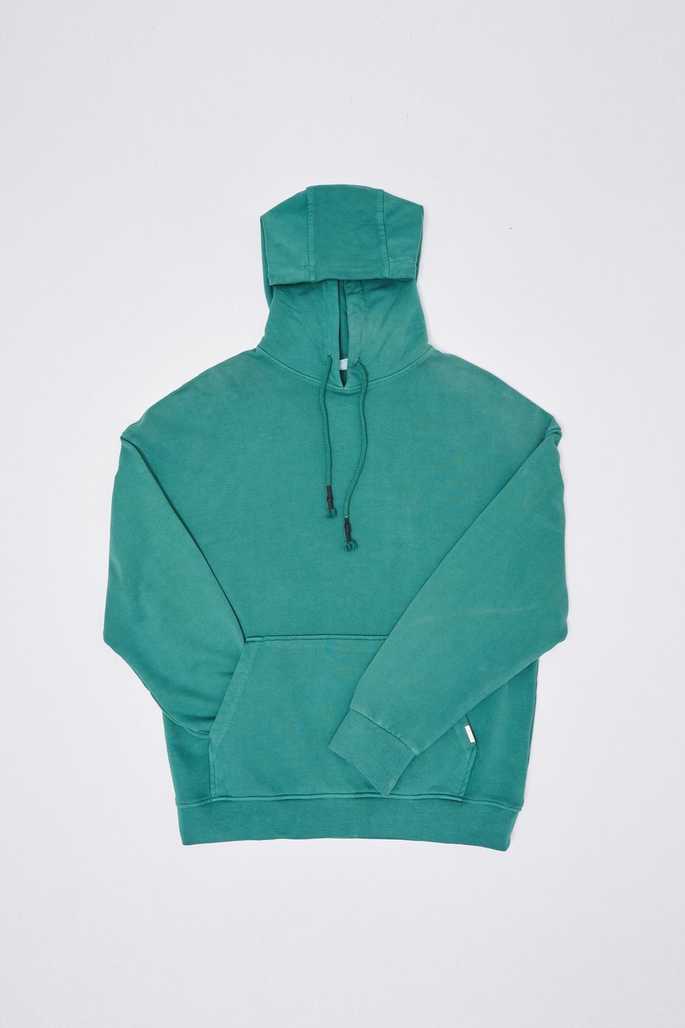 Erkek Yıkamalı Basic Kapüşonlu Oversize Sweatshirt Yağ Yeşili