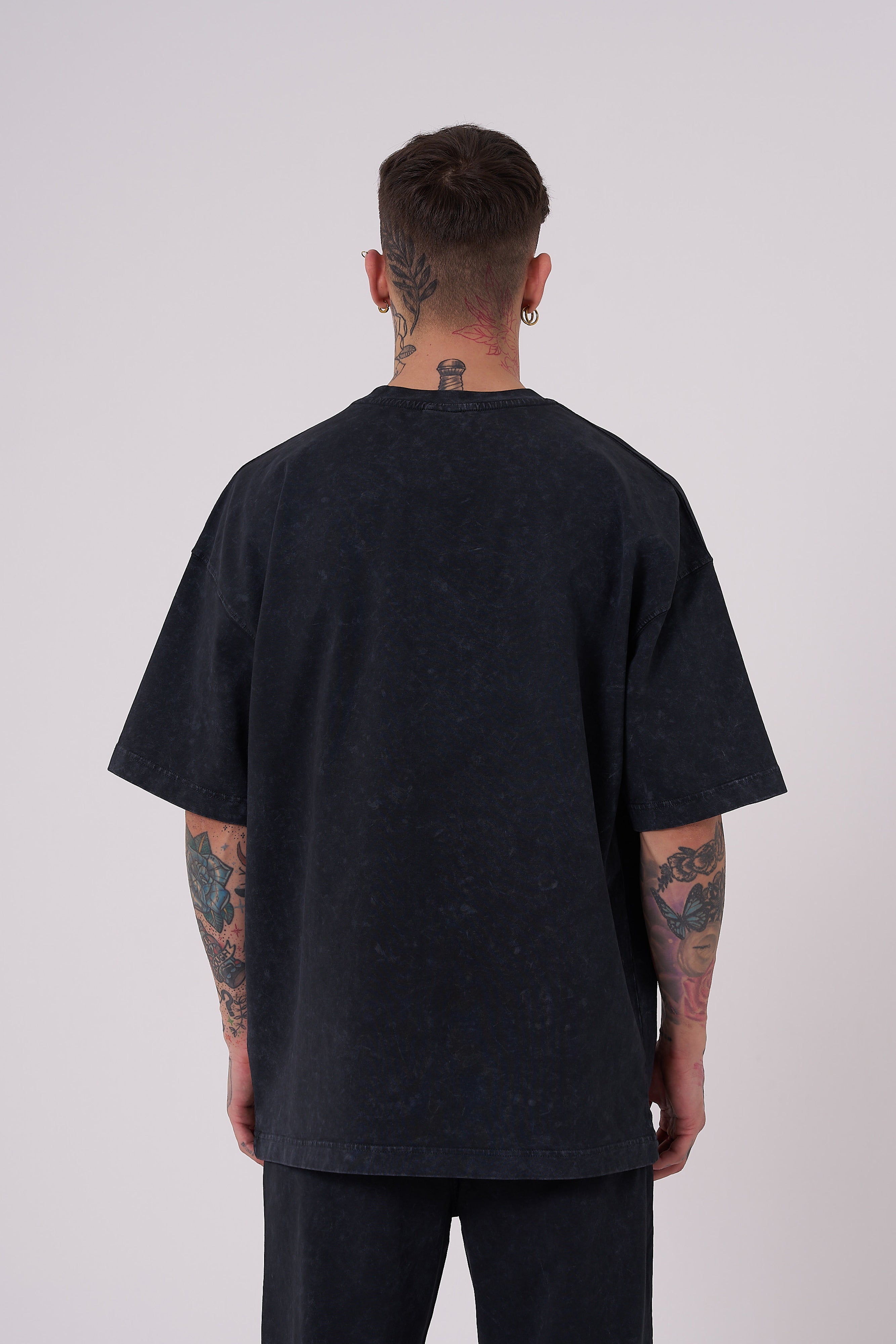 Erkek Yıkamalı Basic Oversize Tişört Antrasit