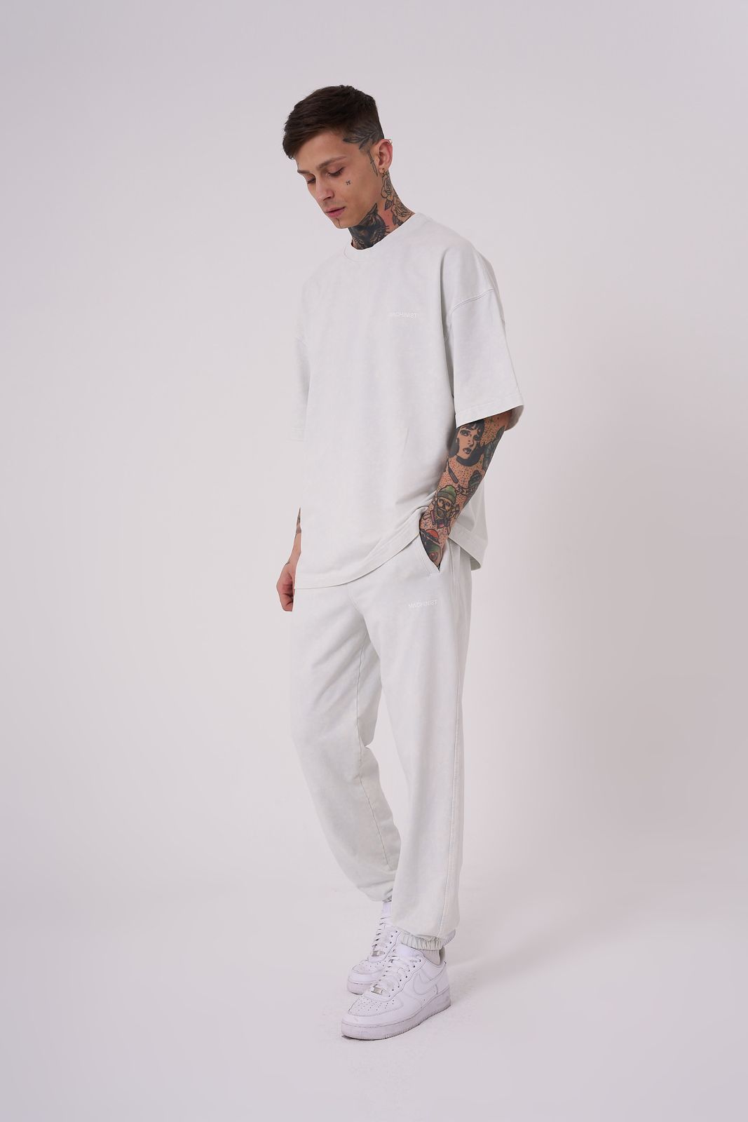 Erkek Yıkamalı Basic Oversize Tişört Uzay Grisi Efektli-3