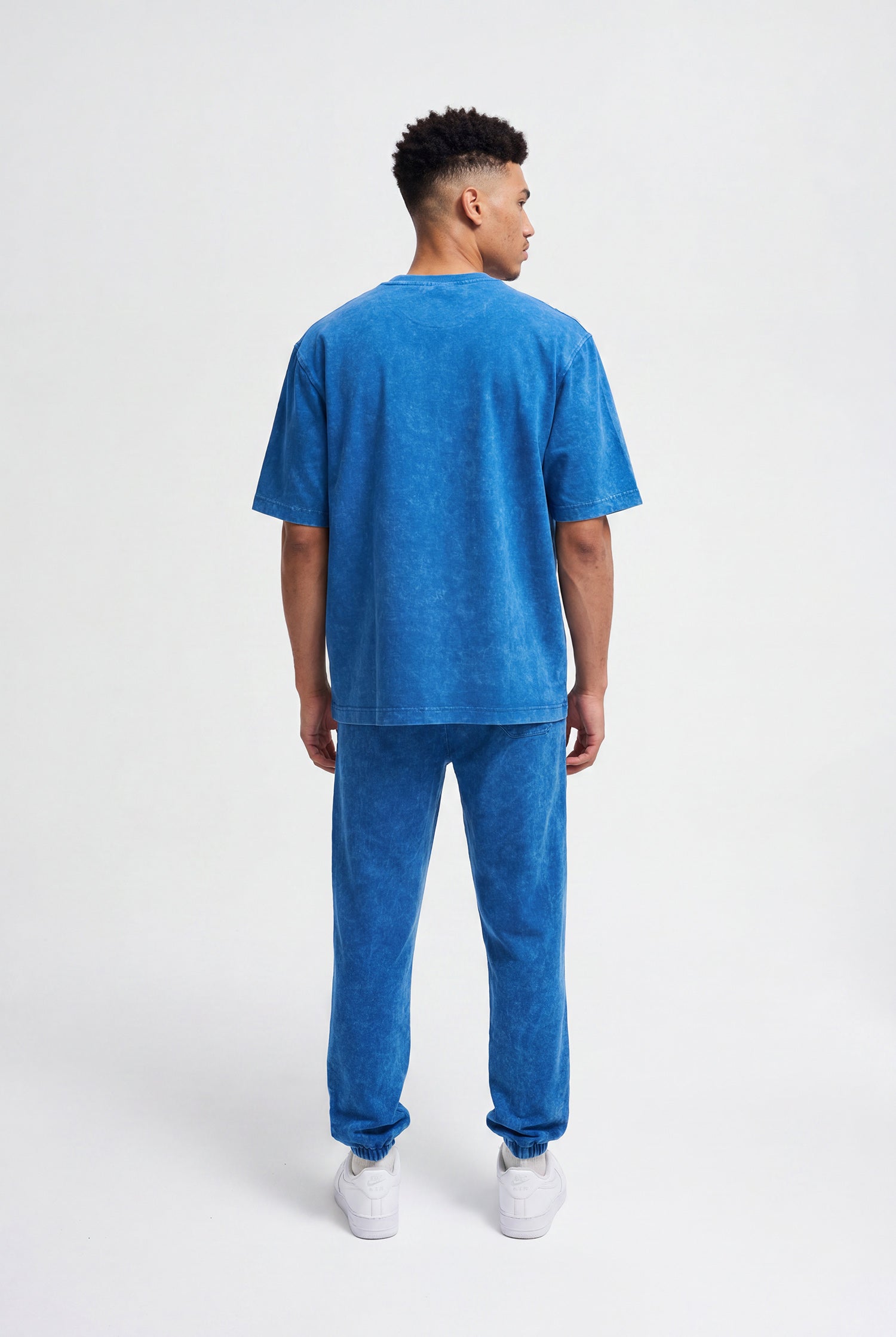 Erkek Yıkamalı Basic Relaxed Tişört Açık Mavi-5