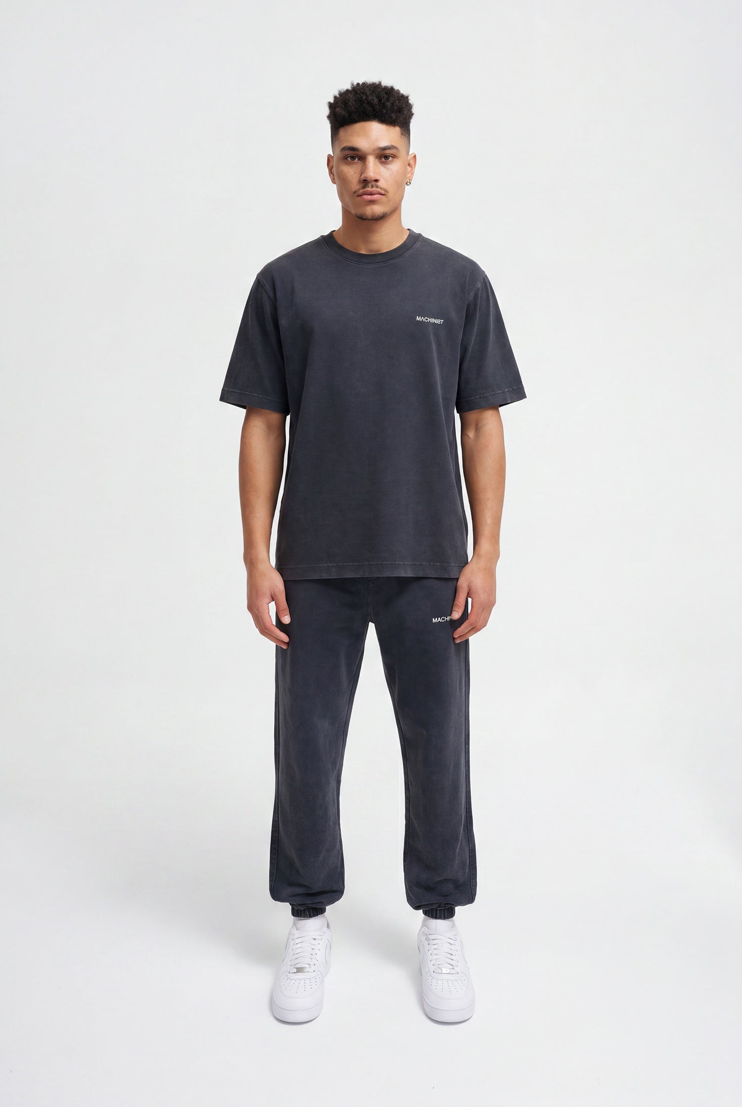 Erkek Yıkamalı Basic Relaxed Tişört Antrasit-4