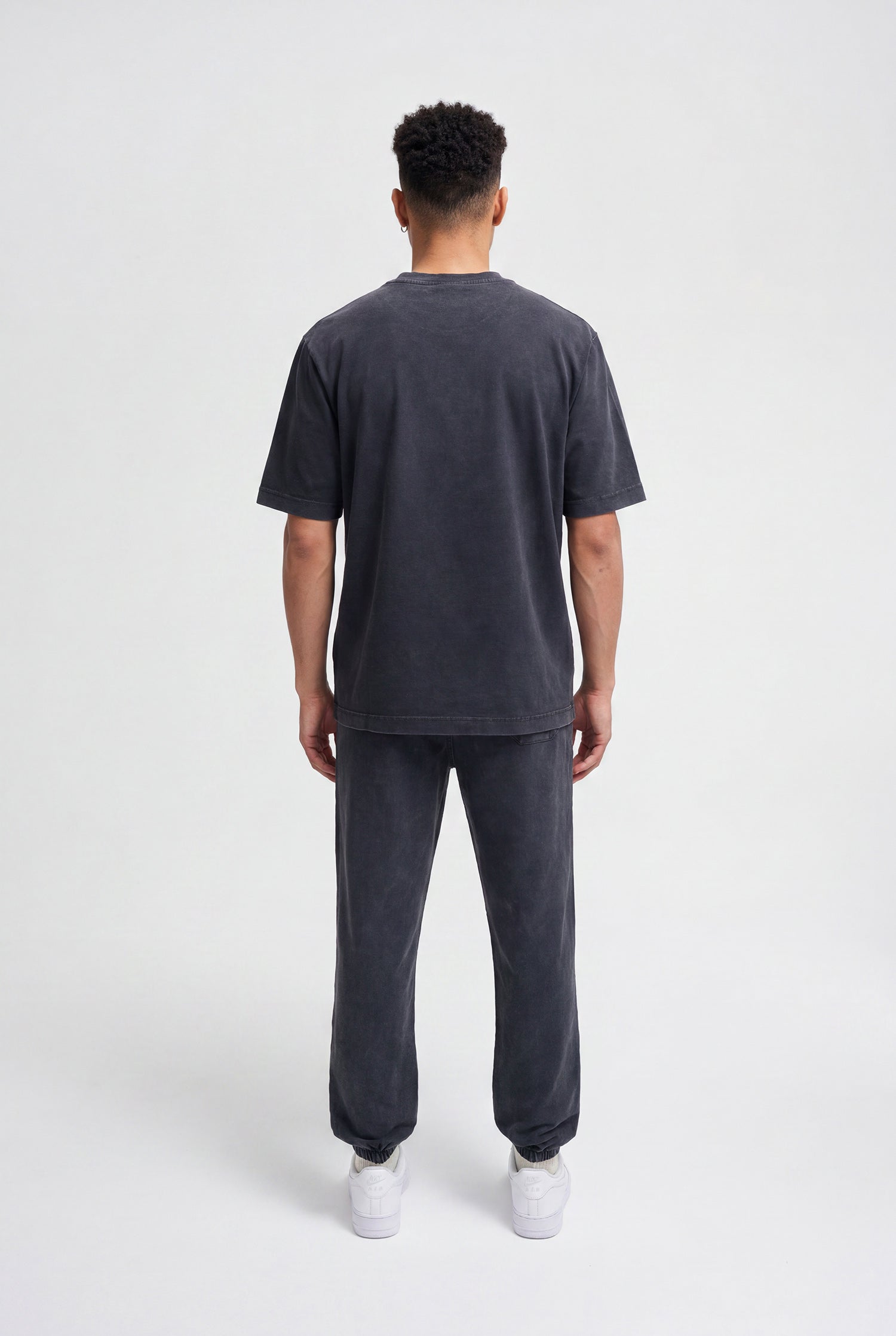 Erkek Yıkamalı Basic Relaxed Tişört Antrasit-5