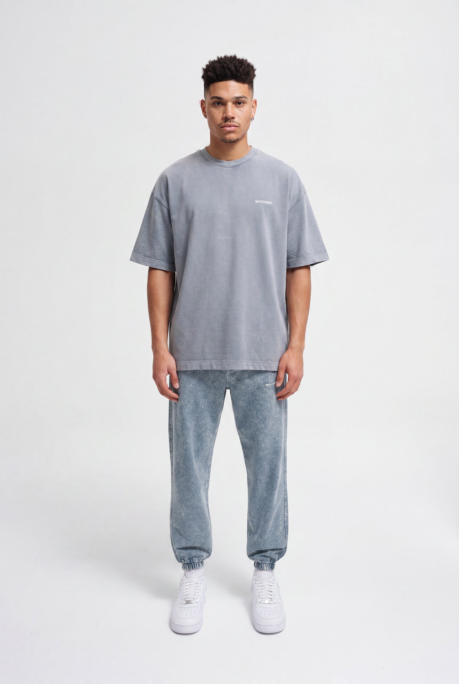 Erkek Yıkamalı Basic Relaxed Tişört Gri-4