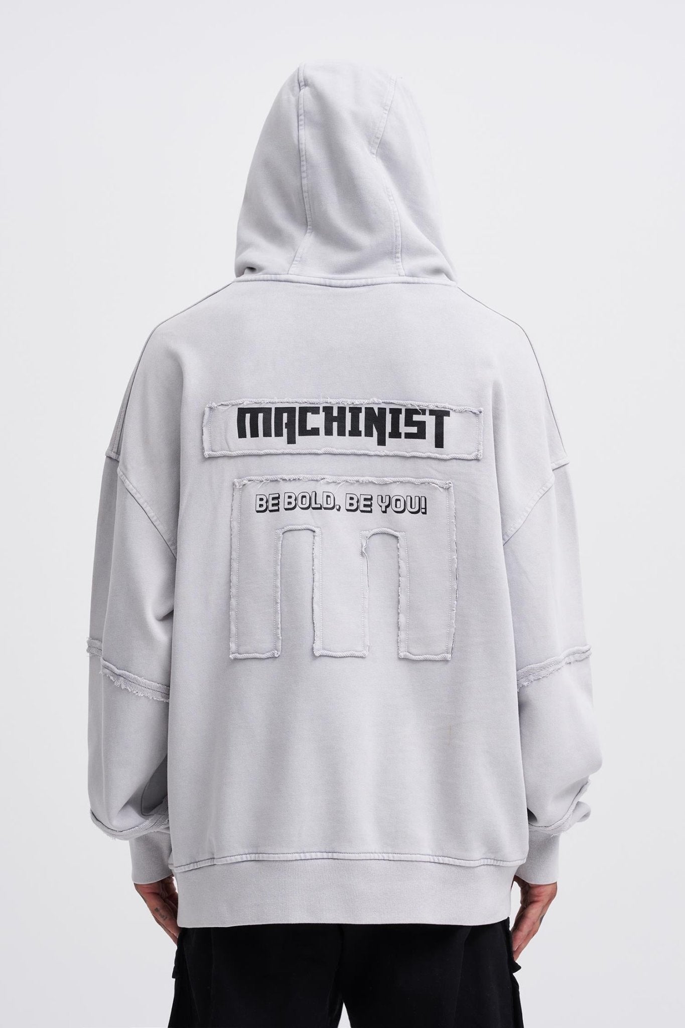 Erkek Yıkamalı No 7 Kapüşonlu Oversize Sweatshirt Gri
