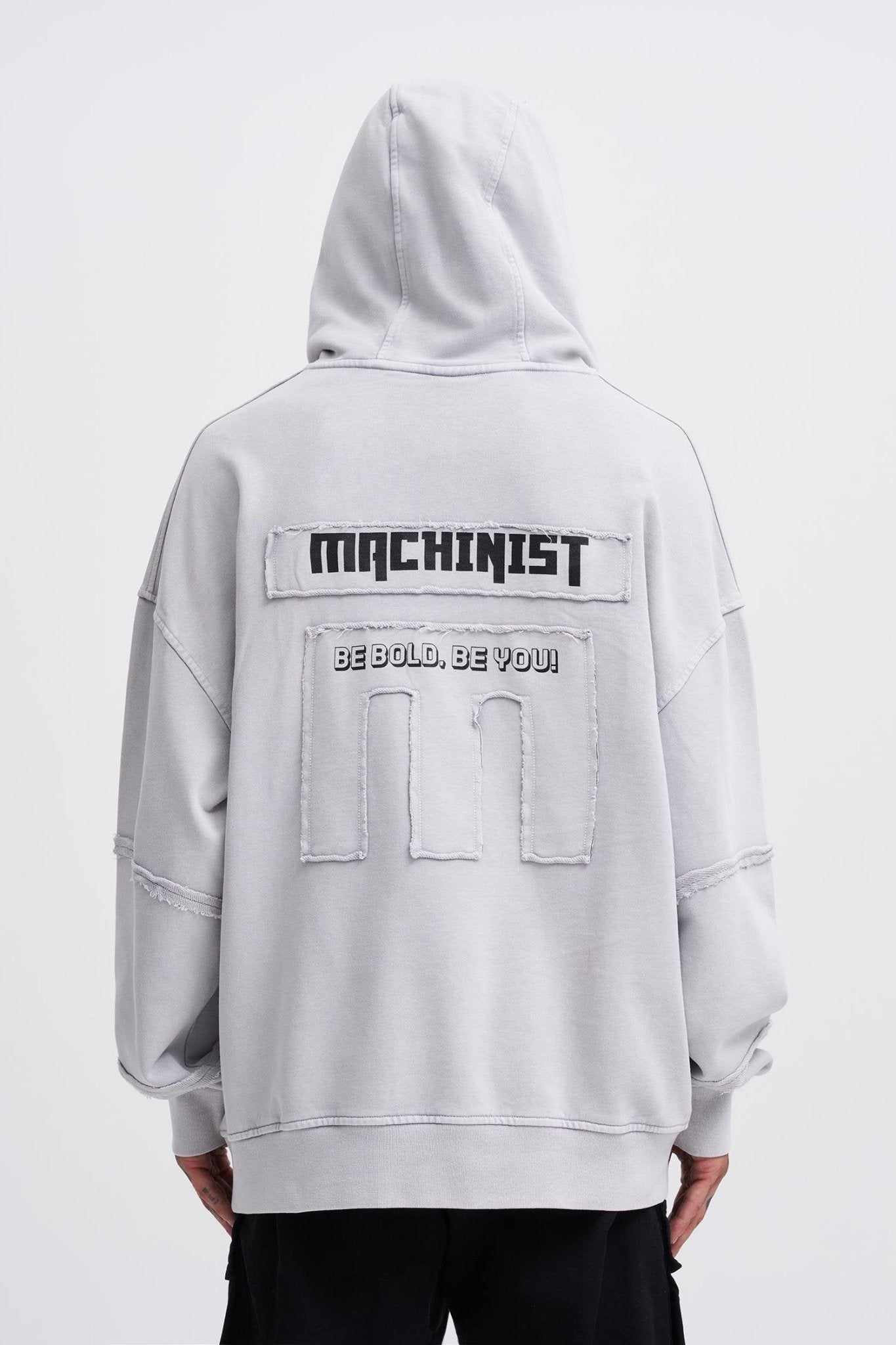 Erkek Yıkamalı No 7 Kapüşonlu Oversize Sweatshirt Gri