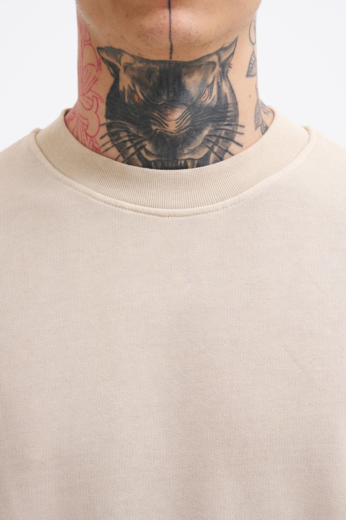 Erkek Yıkamalı Oversize Sweatshirt Açık Bej