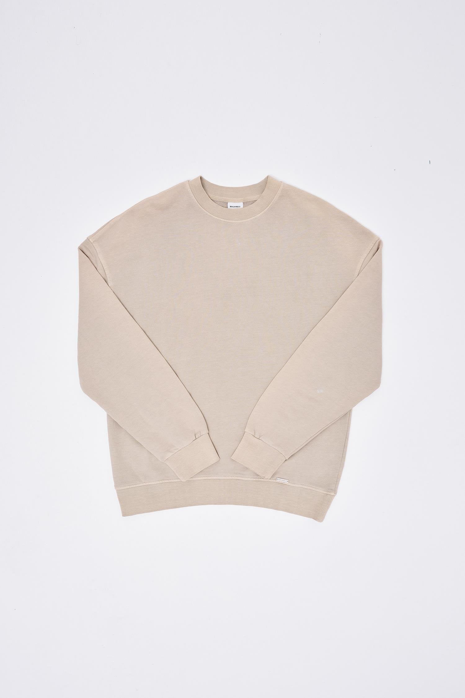 Erkek Yıkamalı Oversize Sweatshirt Açık Bej