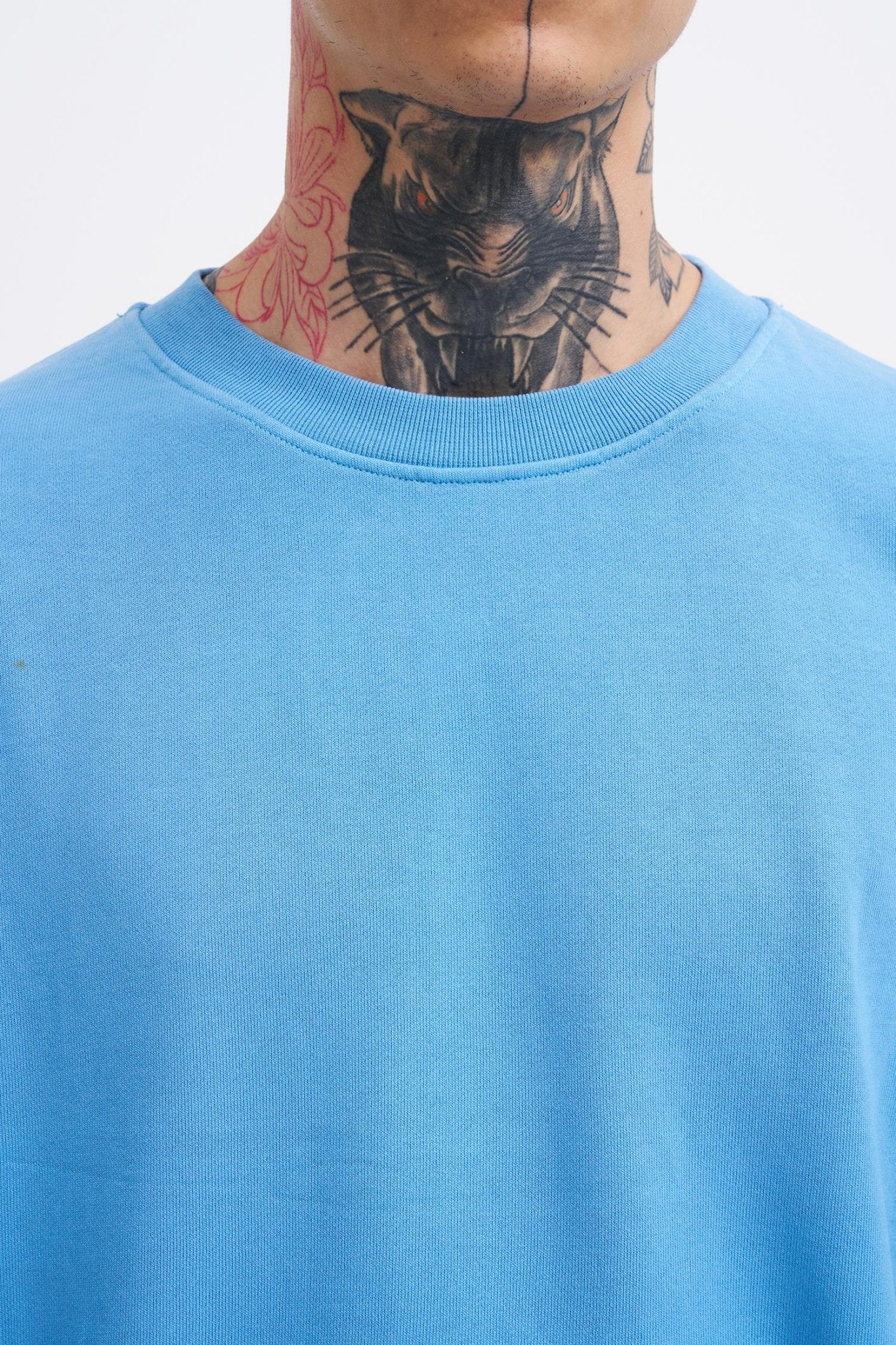 Erkek Yıkamalı Oversize Sweatshirt Açık Mavi