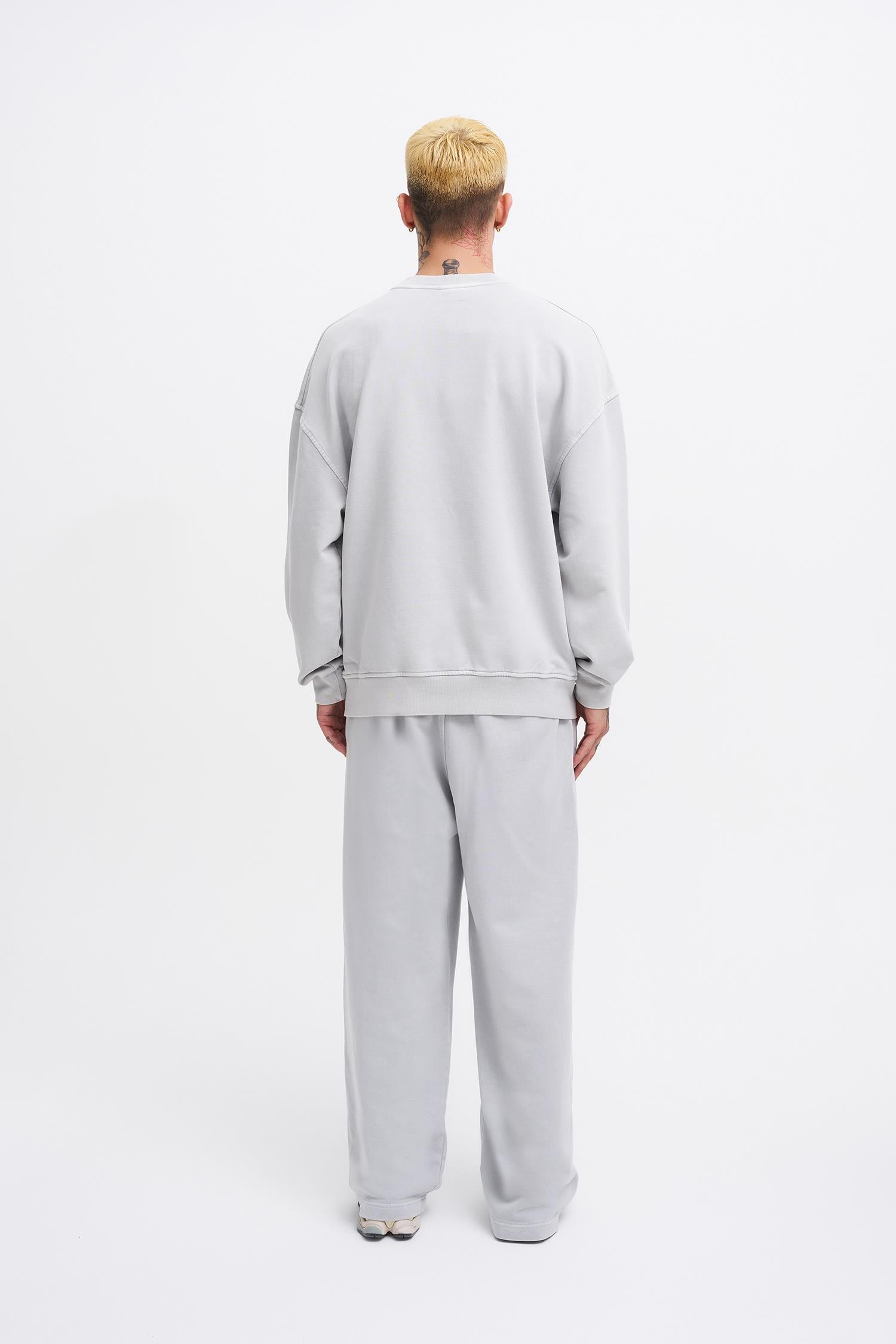 Erkek Yıkamalı Oversize Sweatshirt Gri