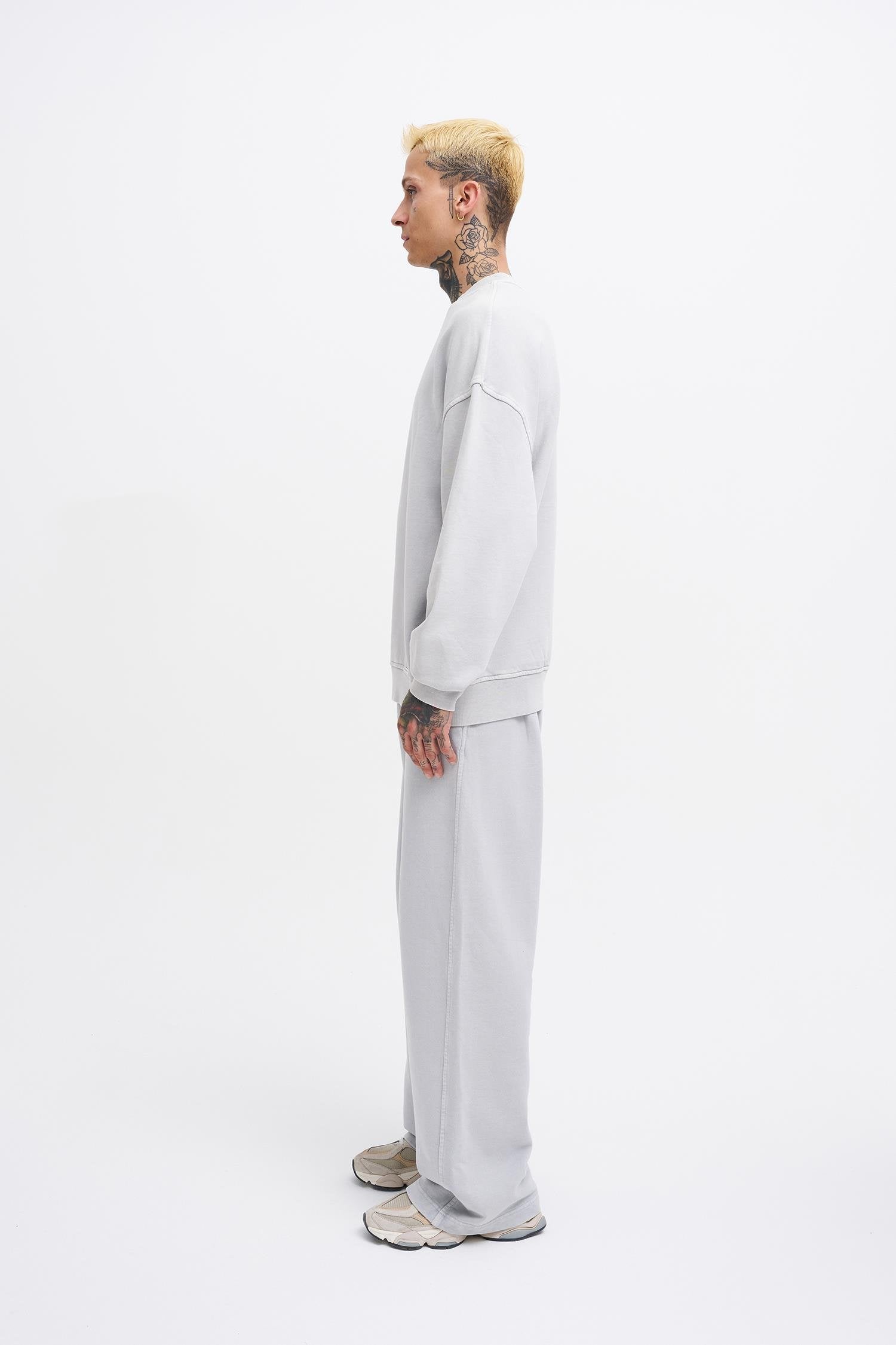 Erkek Yıkamalı Oversize Sweatshirt Gri