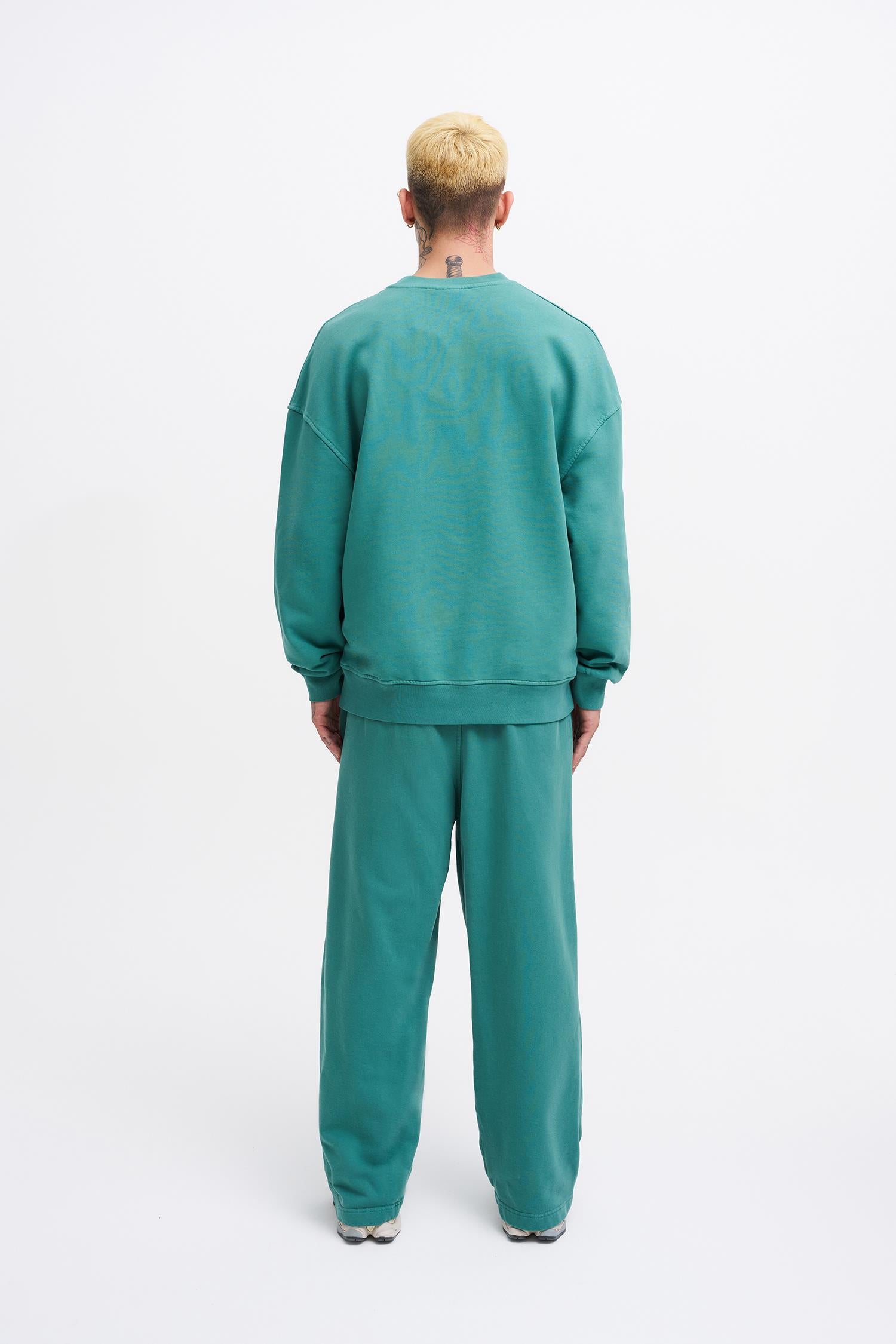 Erkek Yıkamalı Oversize Sweatshirt Yağ Yeşili