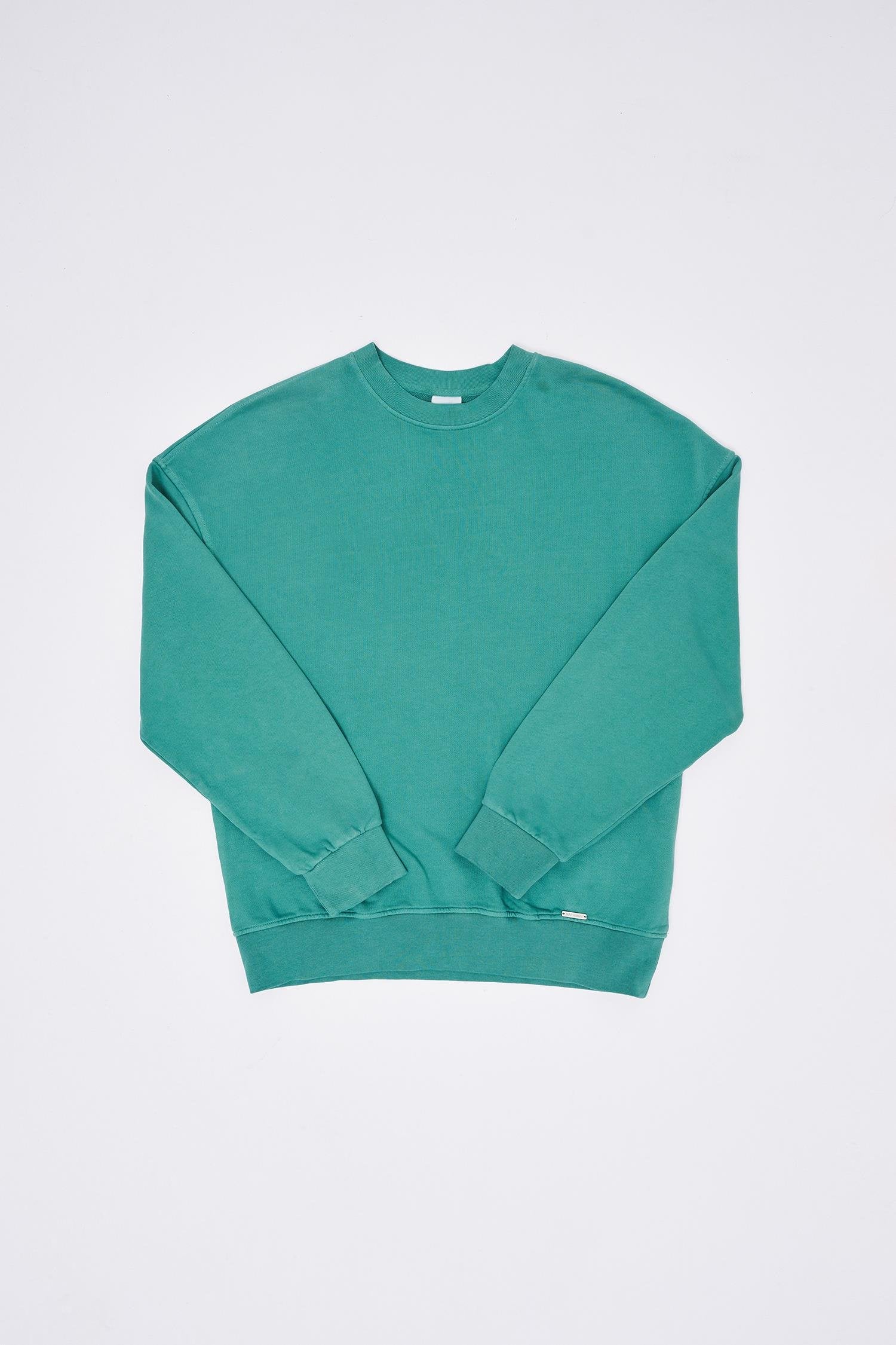 Erkek Yıkamalı Oversize Sweatshirt Yağ Yeşili