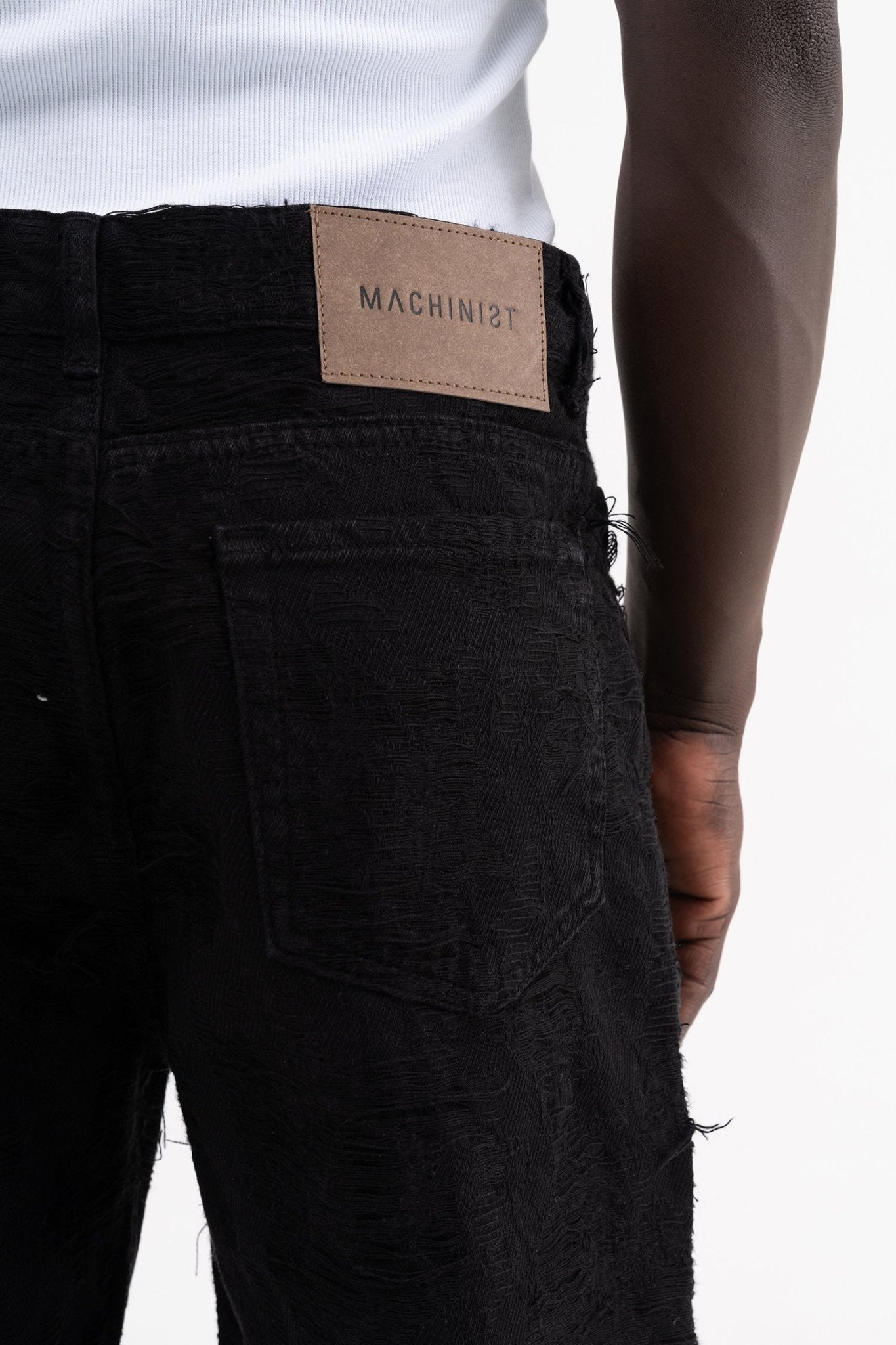 Erkek Yıpranmış Desenli Baggy Jean Pantolon Siyah