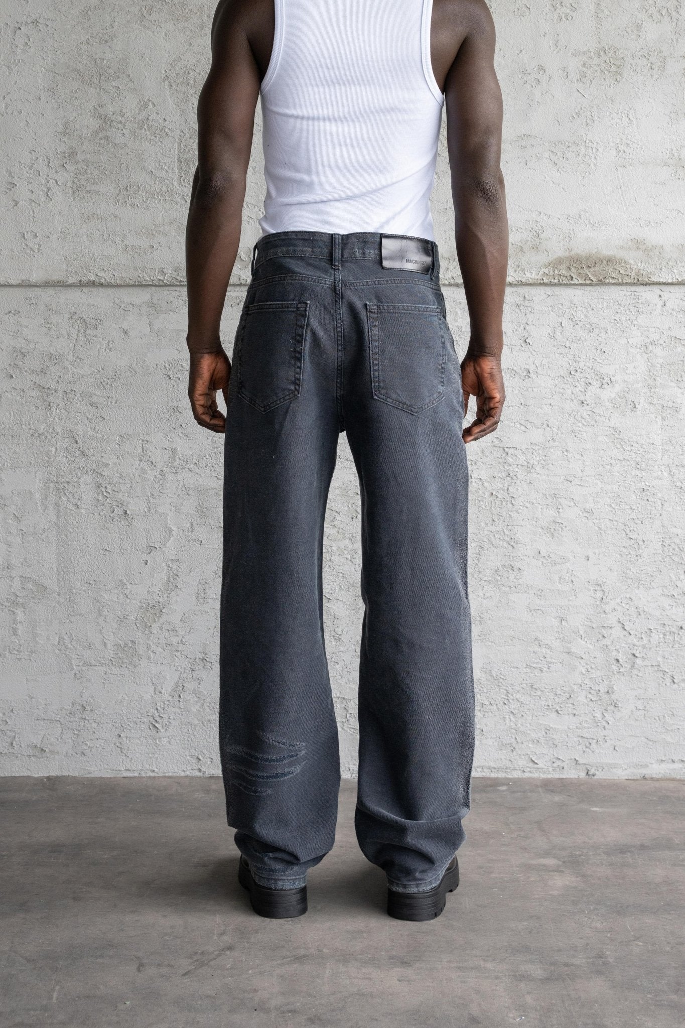 Erkek Yıpratmalı Efektli Baggy Jean Pantolon Siyah