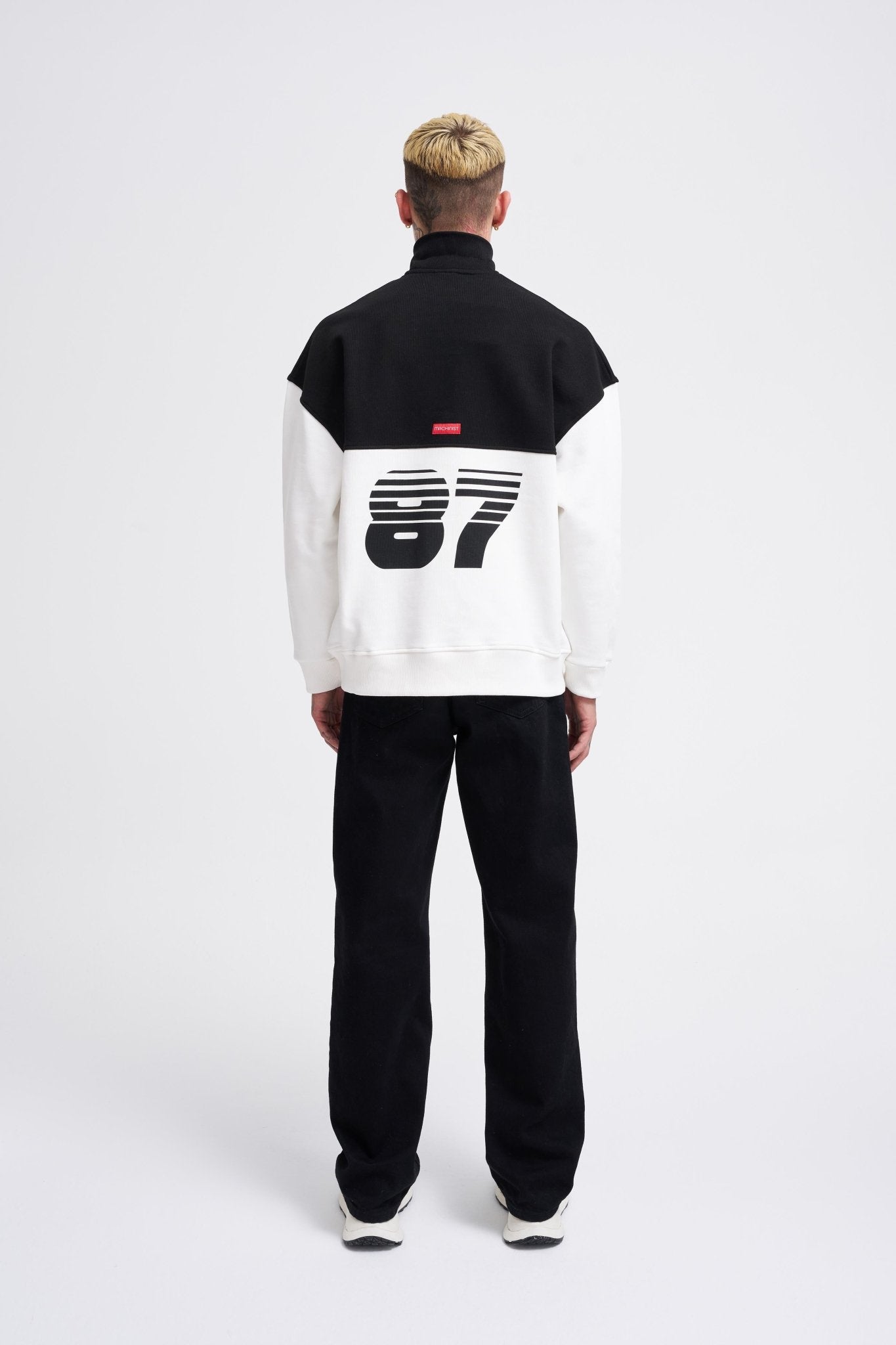 Erkek Yoke Detail Sweatshirt Ekru - Siyah