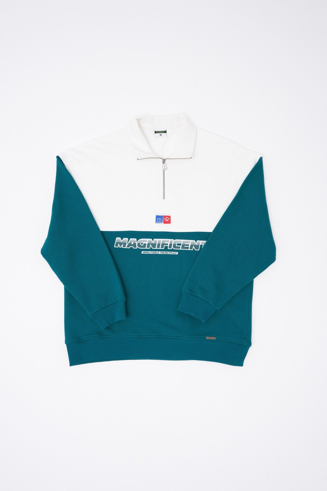 Erkek Yoke Detail Sweatshirt Yağ Yeşili - Ekru