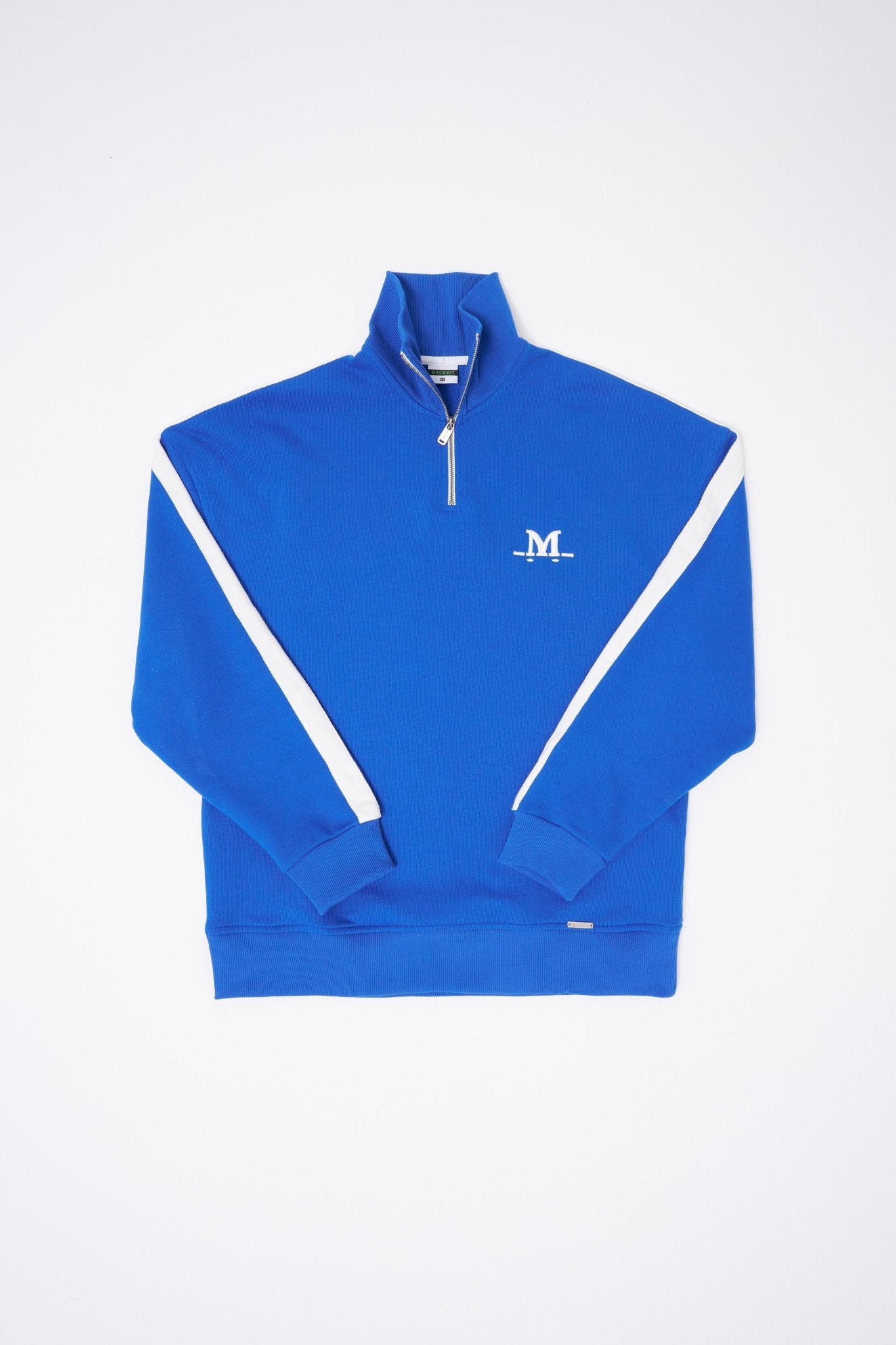 Erkek Yüksek Yaka Baskılı Fermuarlı Sweatshirt Açık Mavi