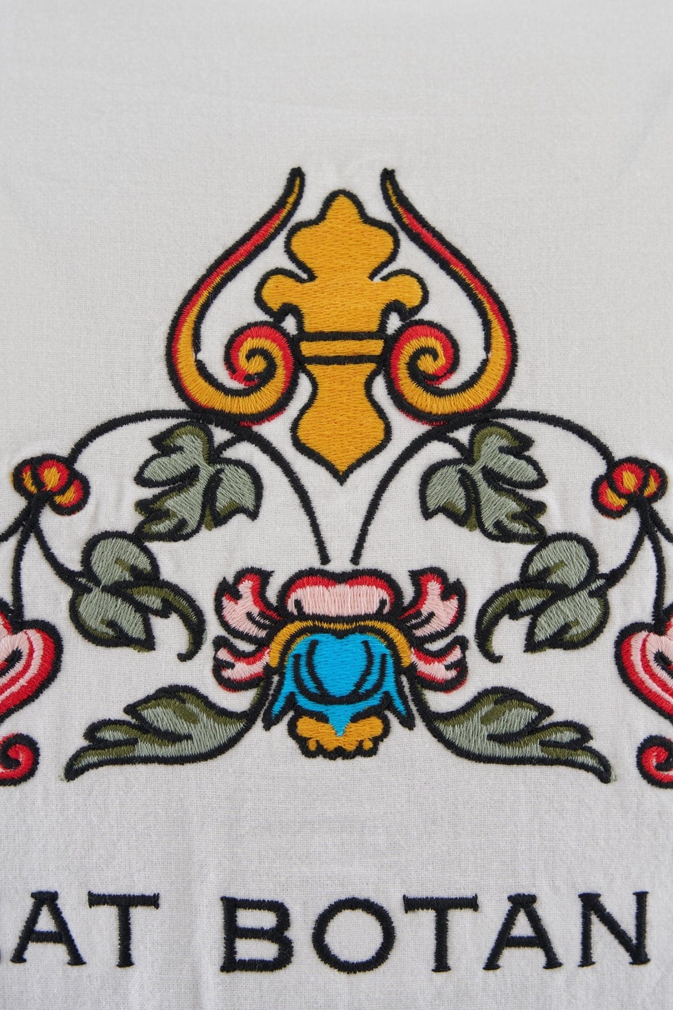 Erkek Floral Embroidered Pamuk Gömlek Beyaz