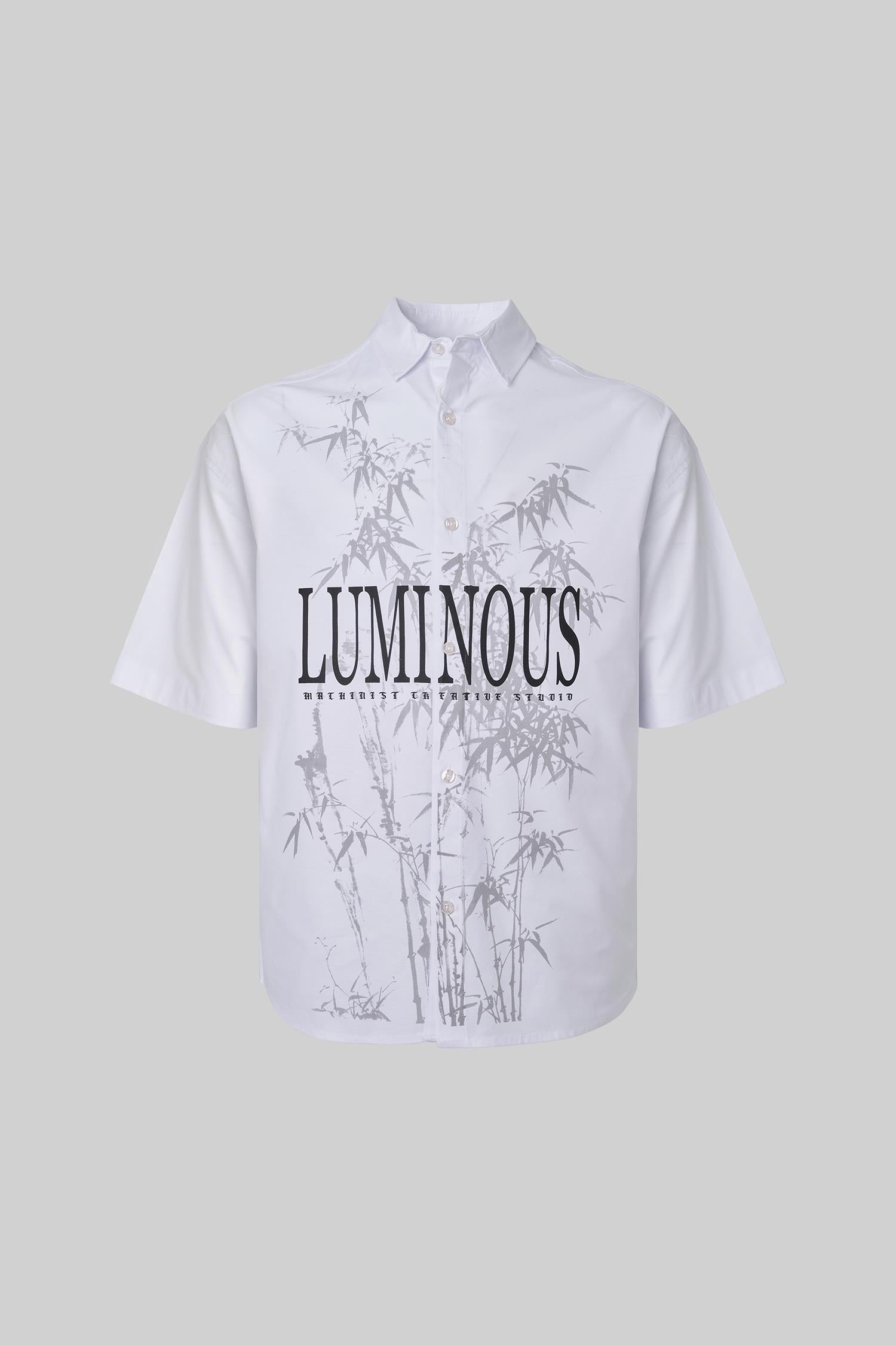 Erkek Floral Printed Pamuk Oversize Gömlek Beyaz