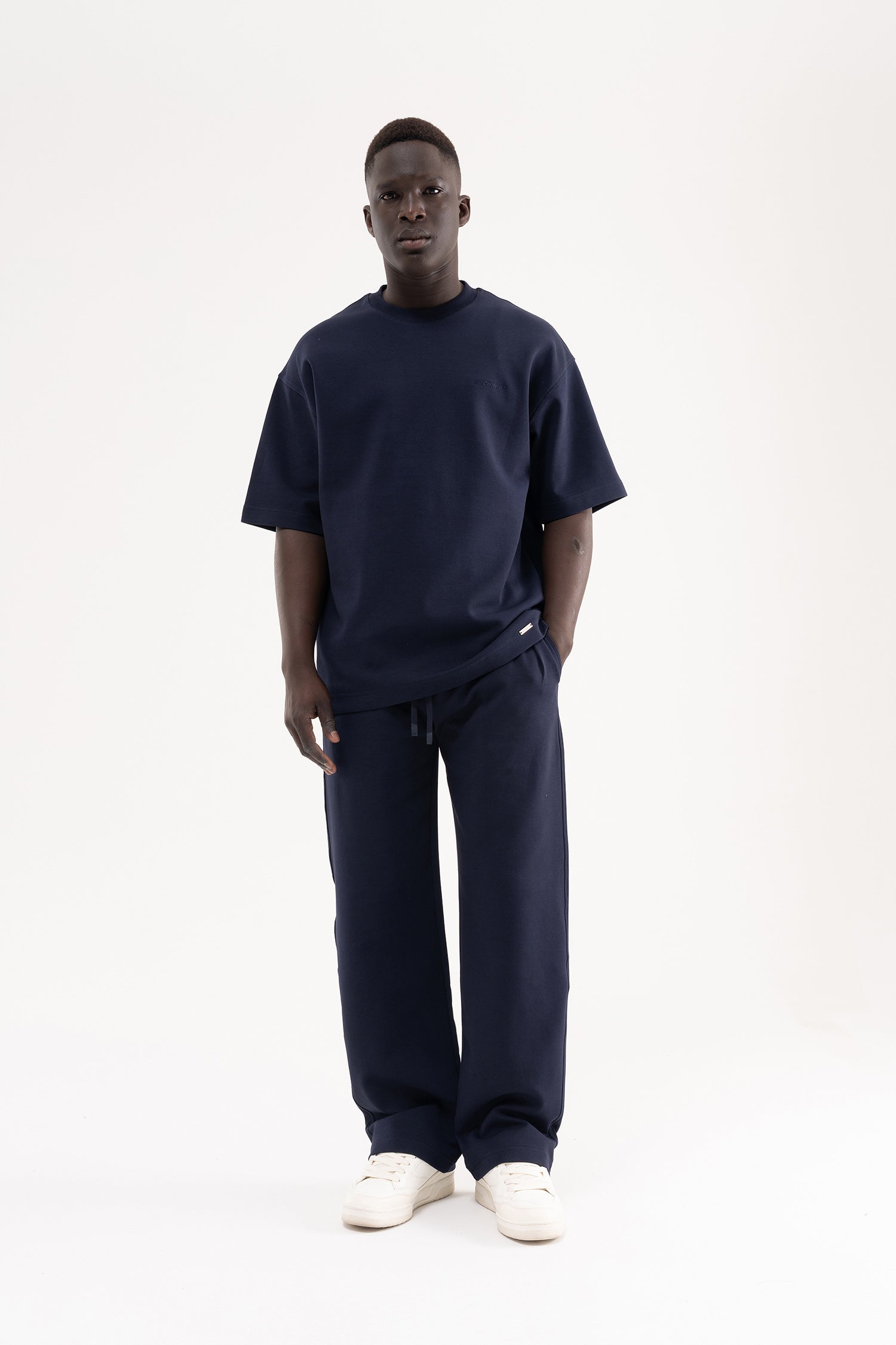 Erkek Çift Pilise Double Face Baggy Pantolon Gece Mavisi-8