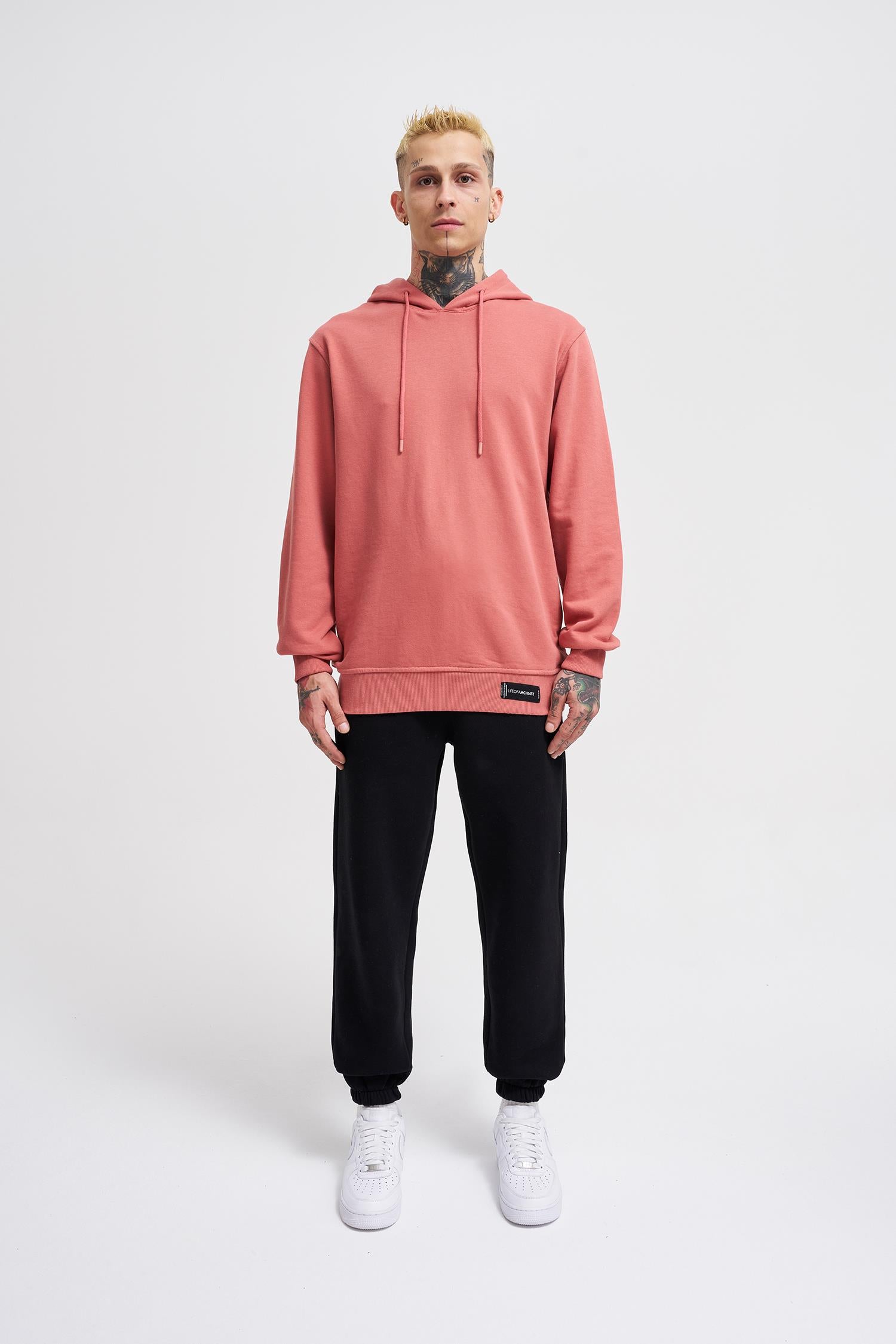 Erkek Regular Şardonsuz Kapüşonlu Sweatshirt Gülkurusu