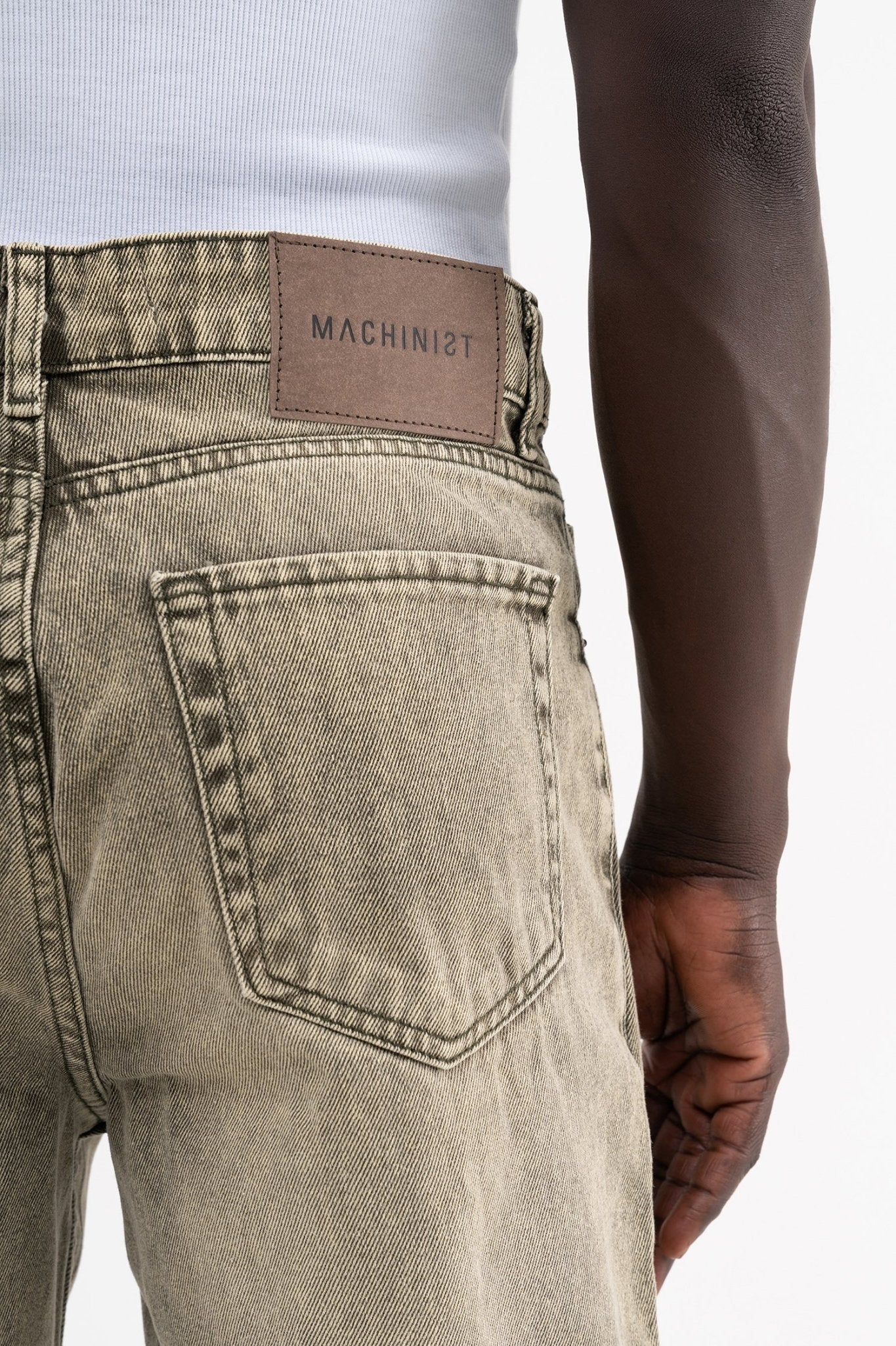 Erkek Efektli Yıkamalı Baggy Jean Pantolon Haki