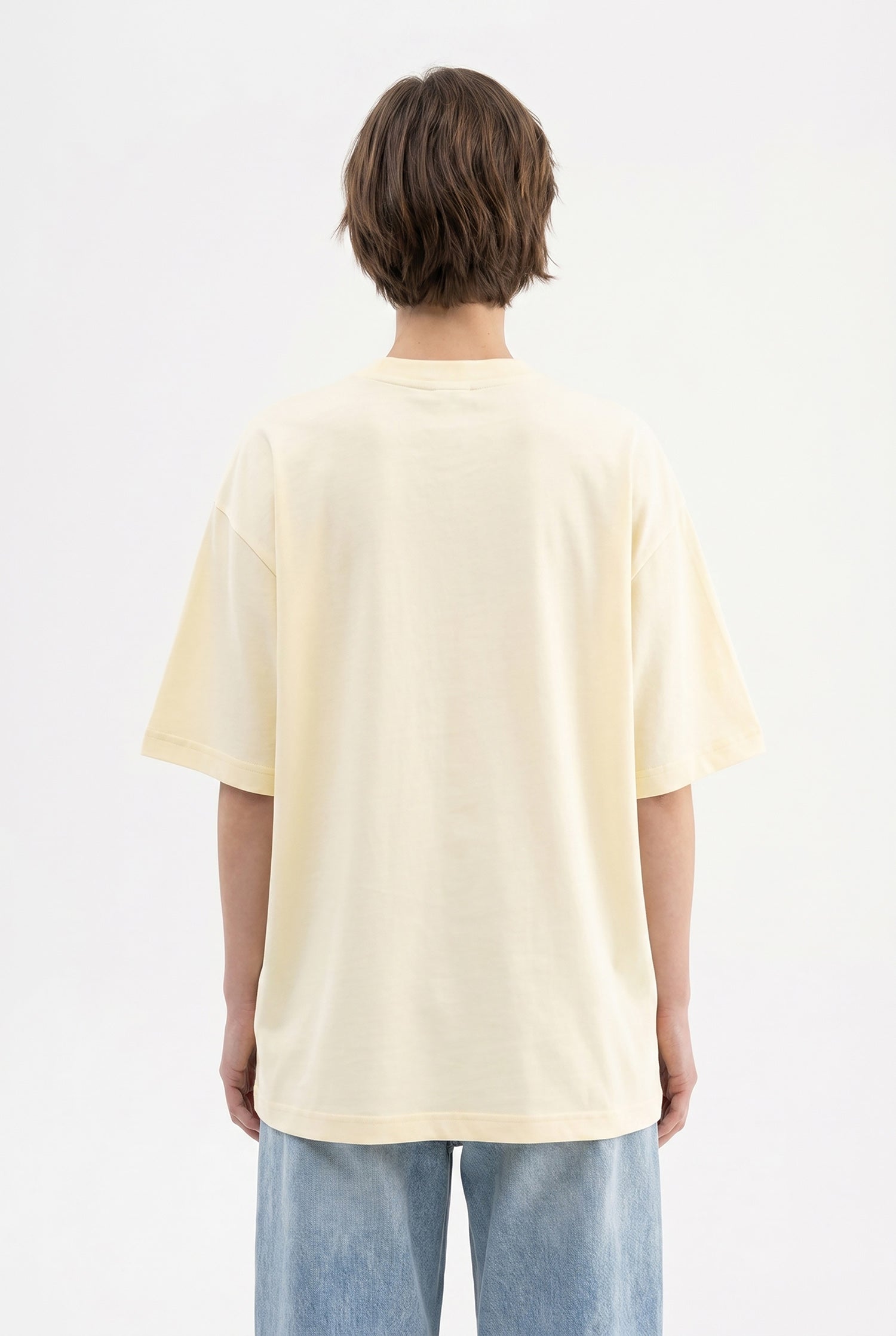 Kadın Basic Oversize Pamuklu Süprem T-Shirt Açık Sarı