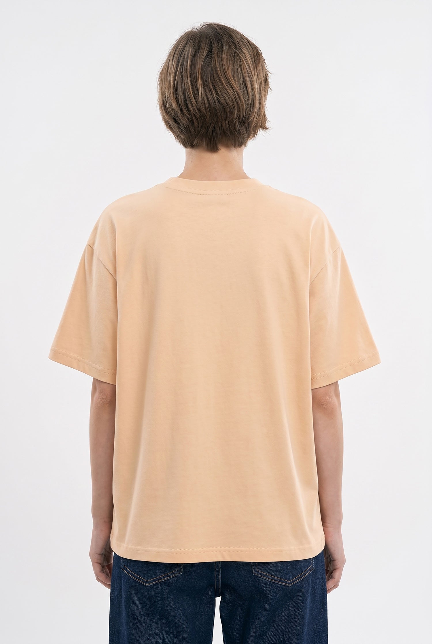 Kadın Basic Oversize Pamuklu Süprem T-Shirt Bej