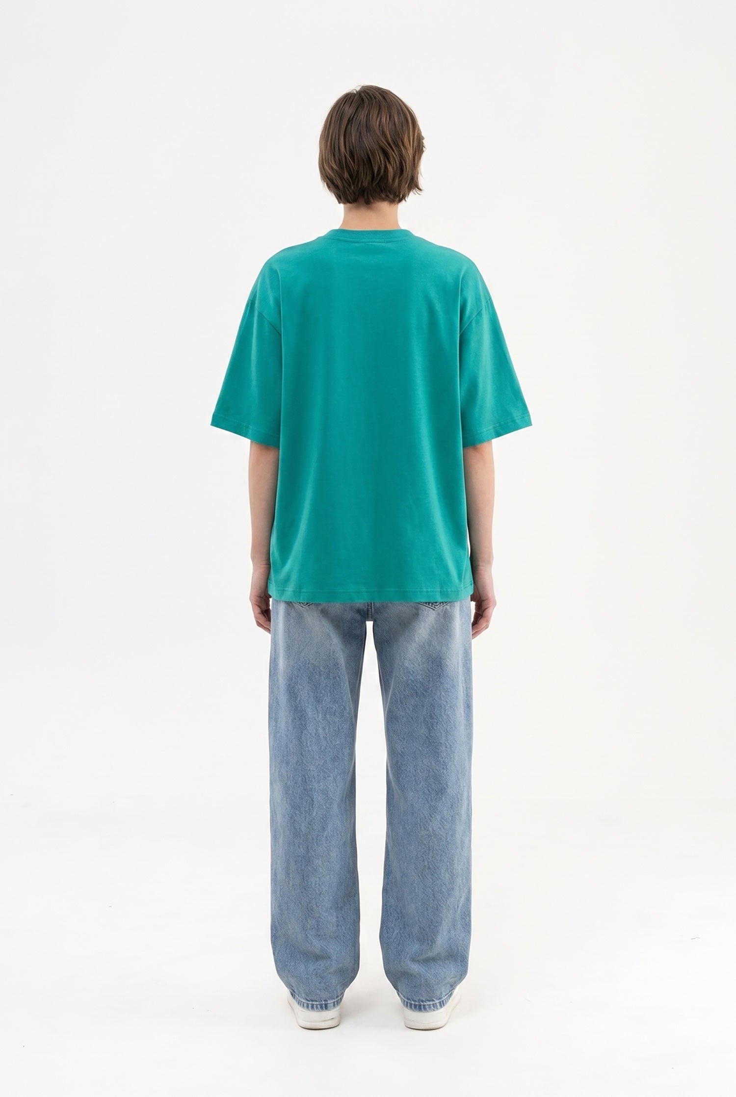 Kadın Basic Oversize Pamuklu Süprem T-Shirt Benetton Yeşili-5