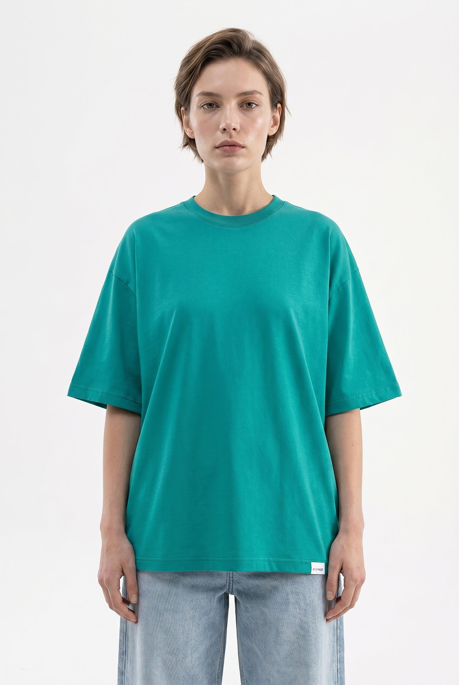 Kadın Basic Oversize Pamuklu Süprem T-Shirt Benetton Yeşili