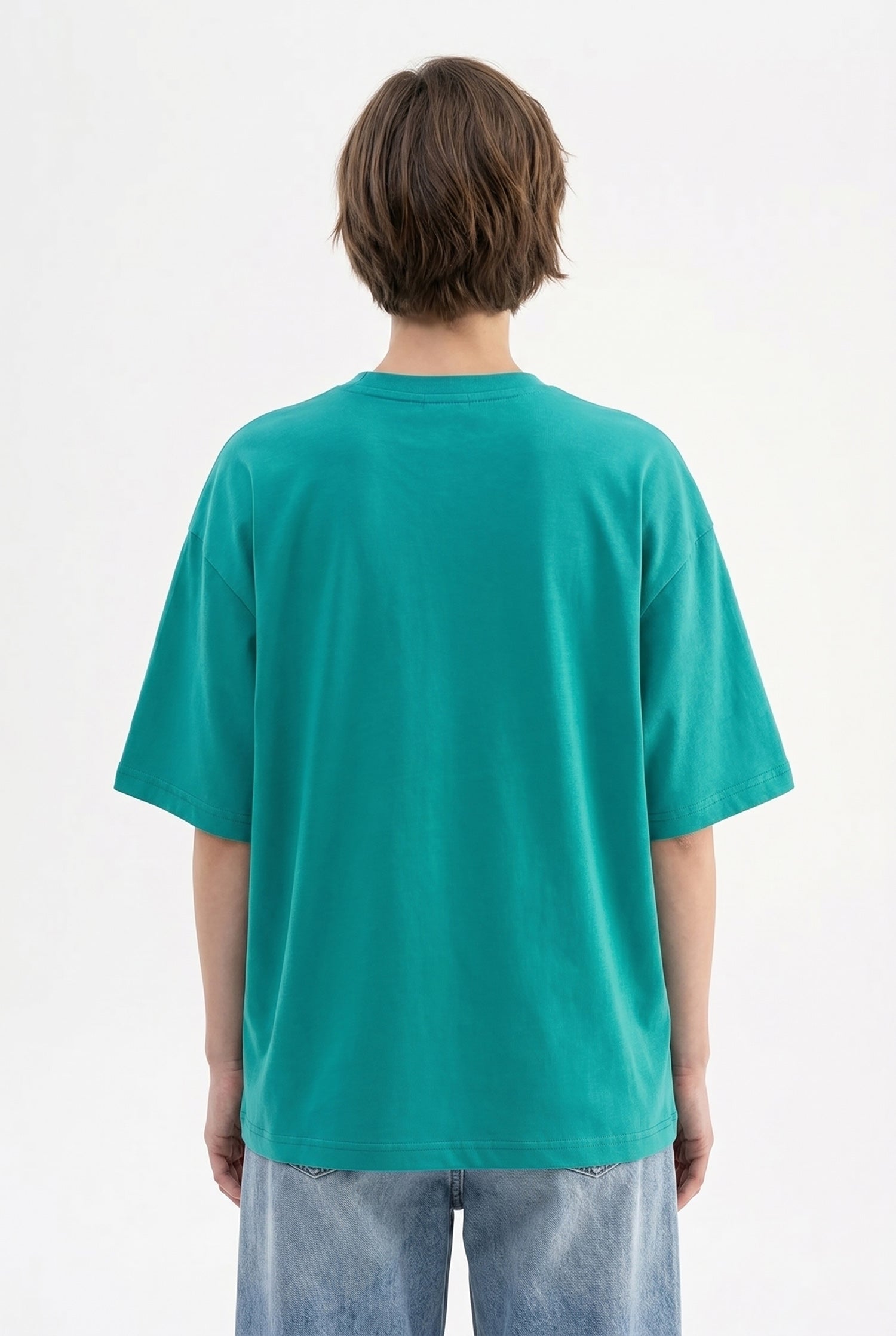 Kadın Basic Oversize Pamuklu Süprem T-Shirt Benetton Yeşili