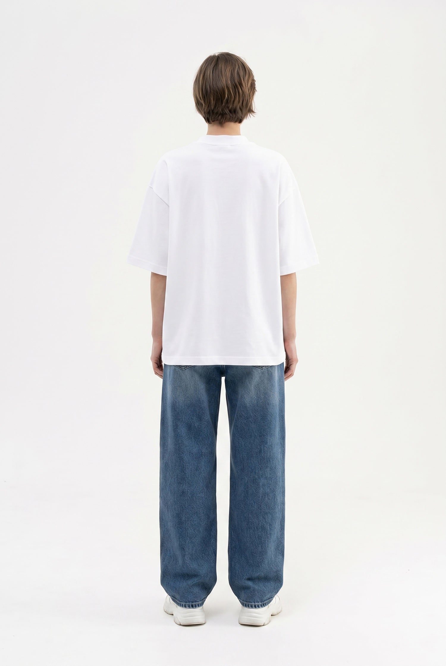 Kadın Basic Oversize Pamuklu Süprem T-Shirt Beyaz-5