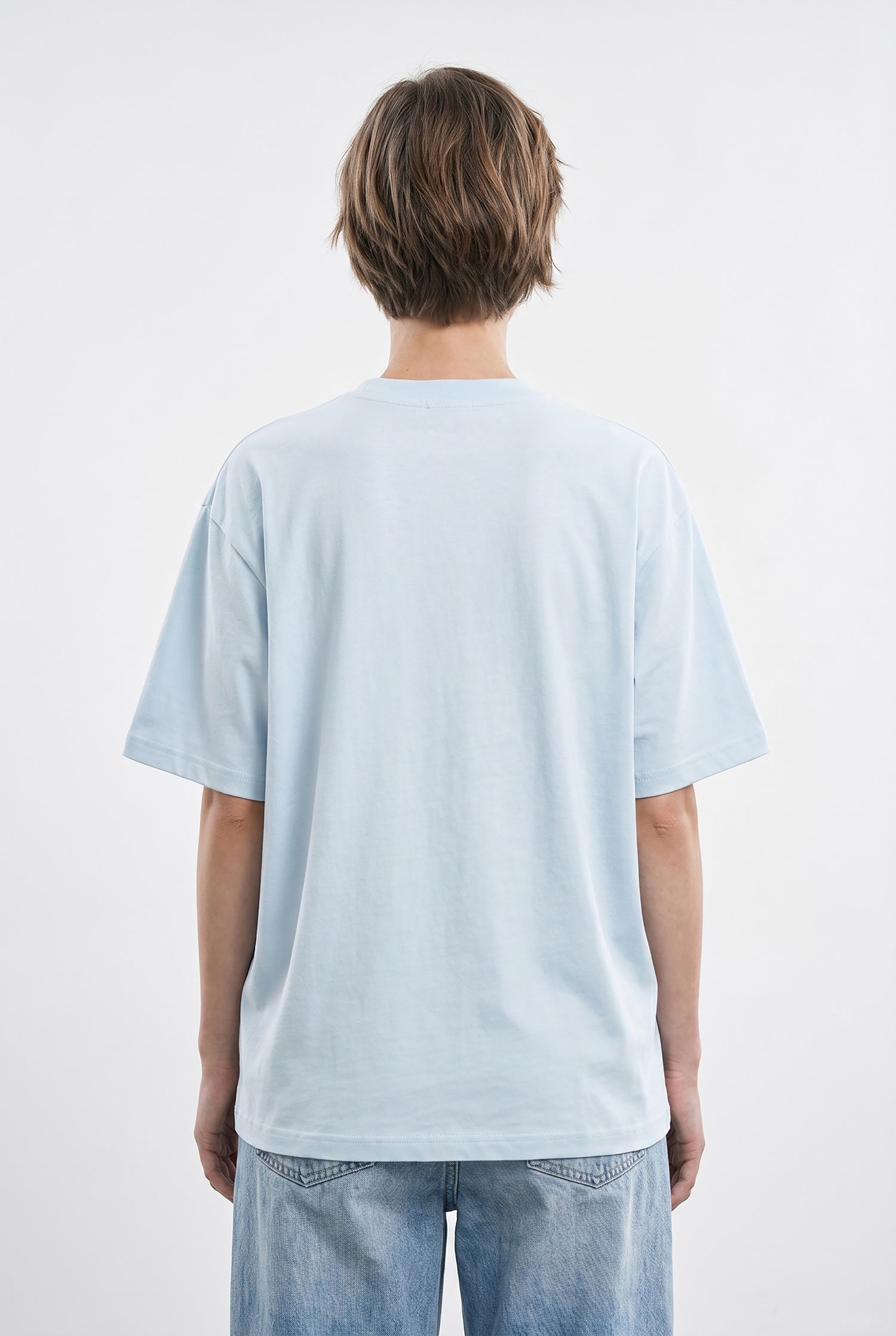 Kadın Basic Oversize Pamuklu Süprem T-Shirt Buz Mavisi