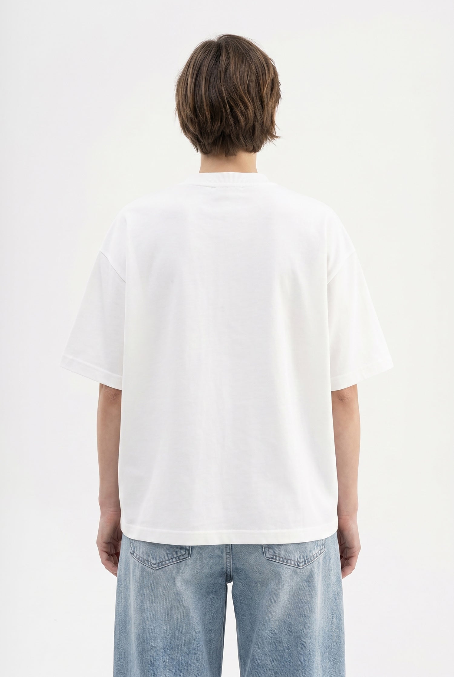 Kadın Basic Oversize Pamuklu Süprem T-Shirt Ekru