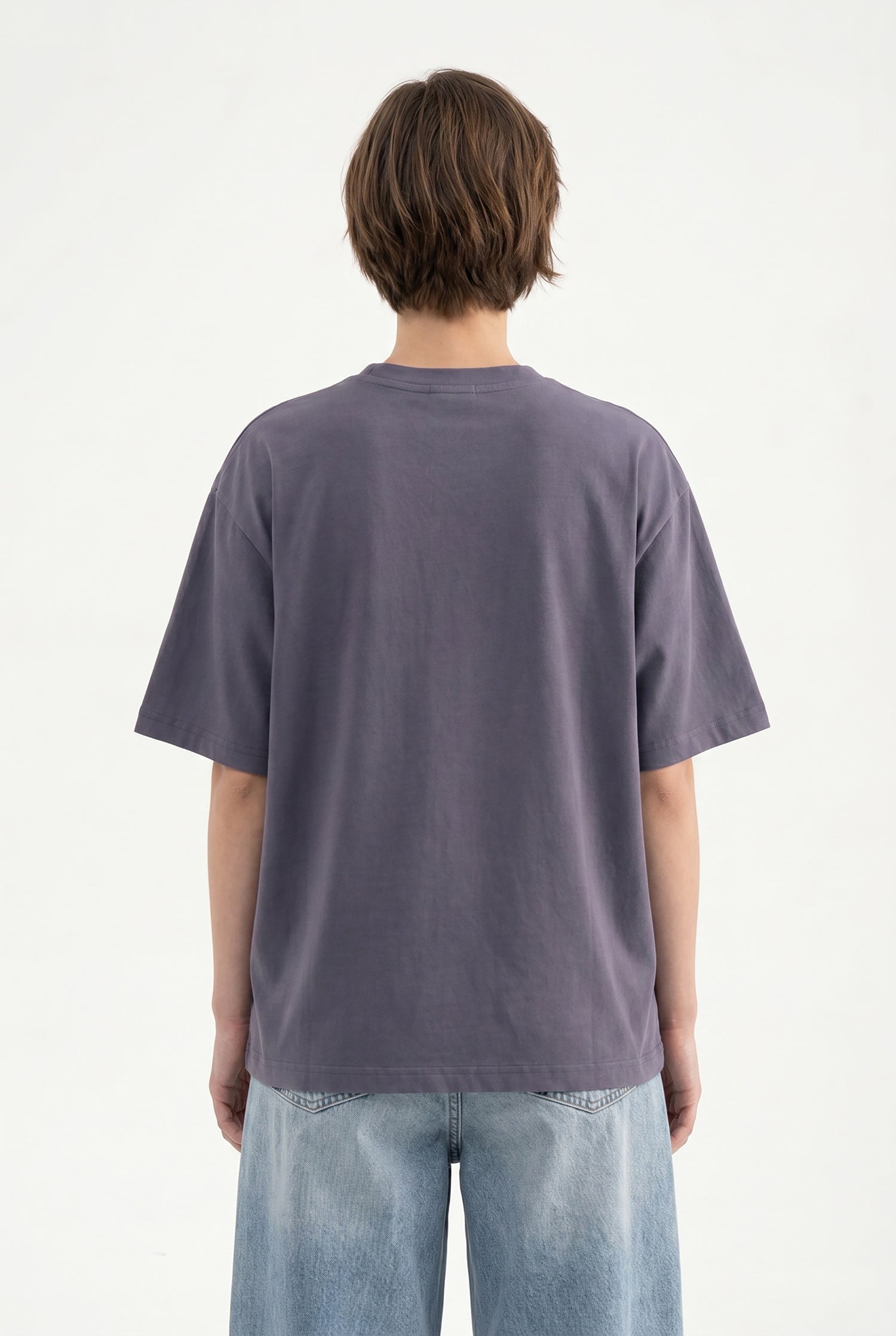 Kadın Basic Oversize Pamuklu Süprem T-Shirt Füme