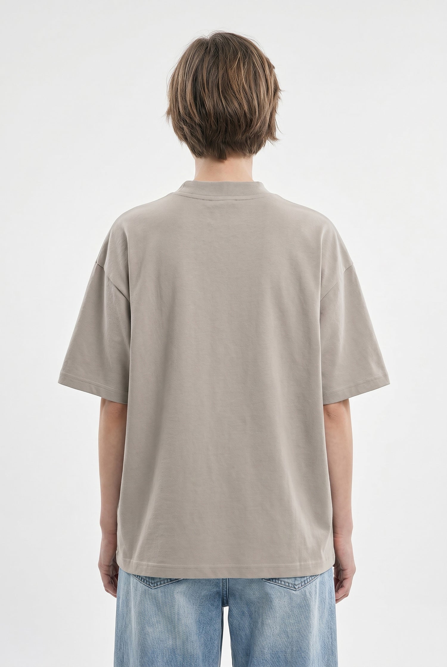 Kadın Basic Oversize Pamuklu Süprem T-Shirt Haki