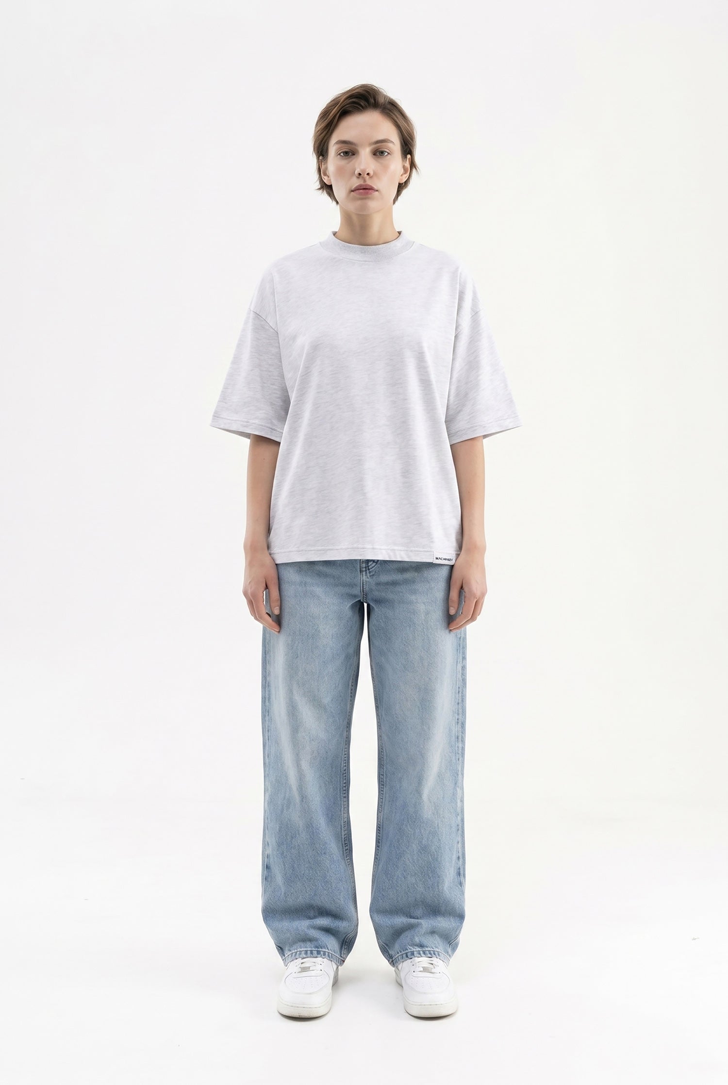 Kadın Basic Oversize Pamuklu Süprem T-Shirt Karmelanj-4