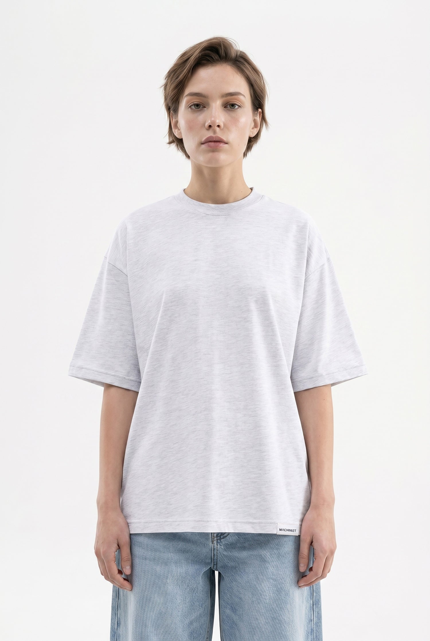 Kadın Basic Oversize Pamuklu Süprem T-Shirt Karmelanj