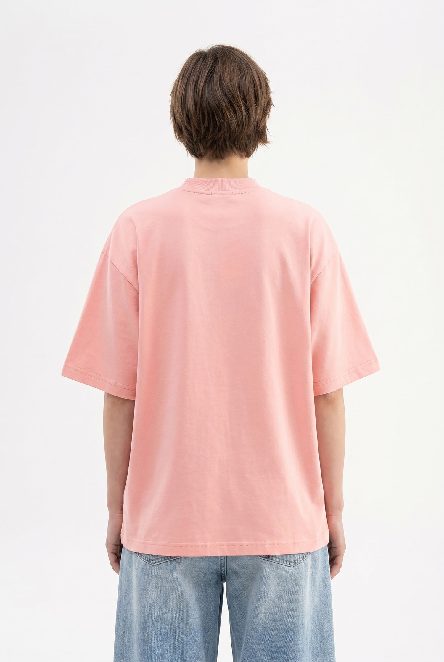 Kadın Basic Oversize Pamuklu Süprem T-Shirt Koyu Pudra