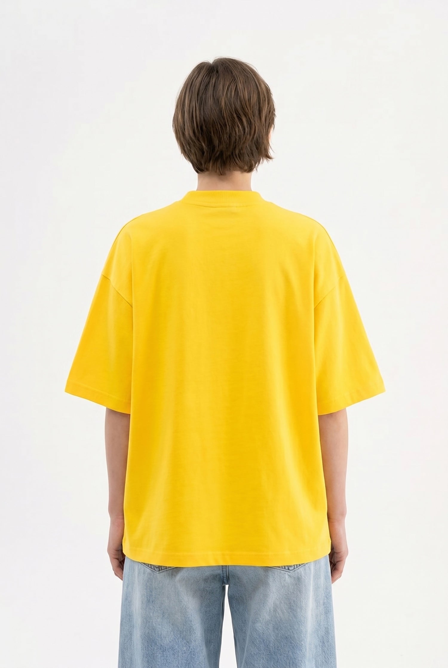 Kadın Basic Oversize Pamuklu Süprem T-Shirt Koyu Sarı