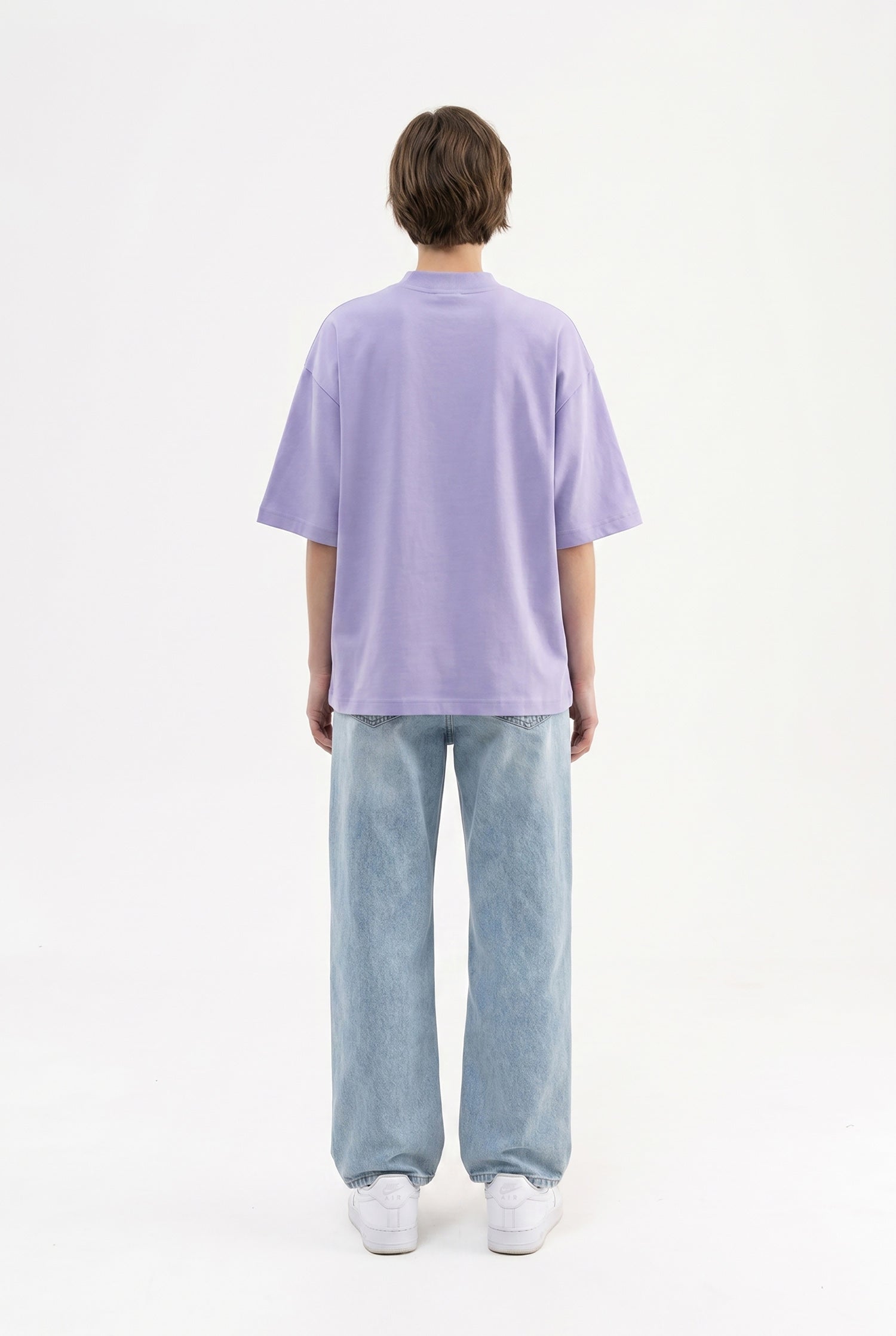 Kadın Basic Oversize Pamuklu Süprem T-Shirt Lila-5