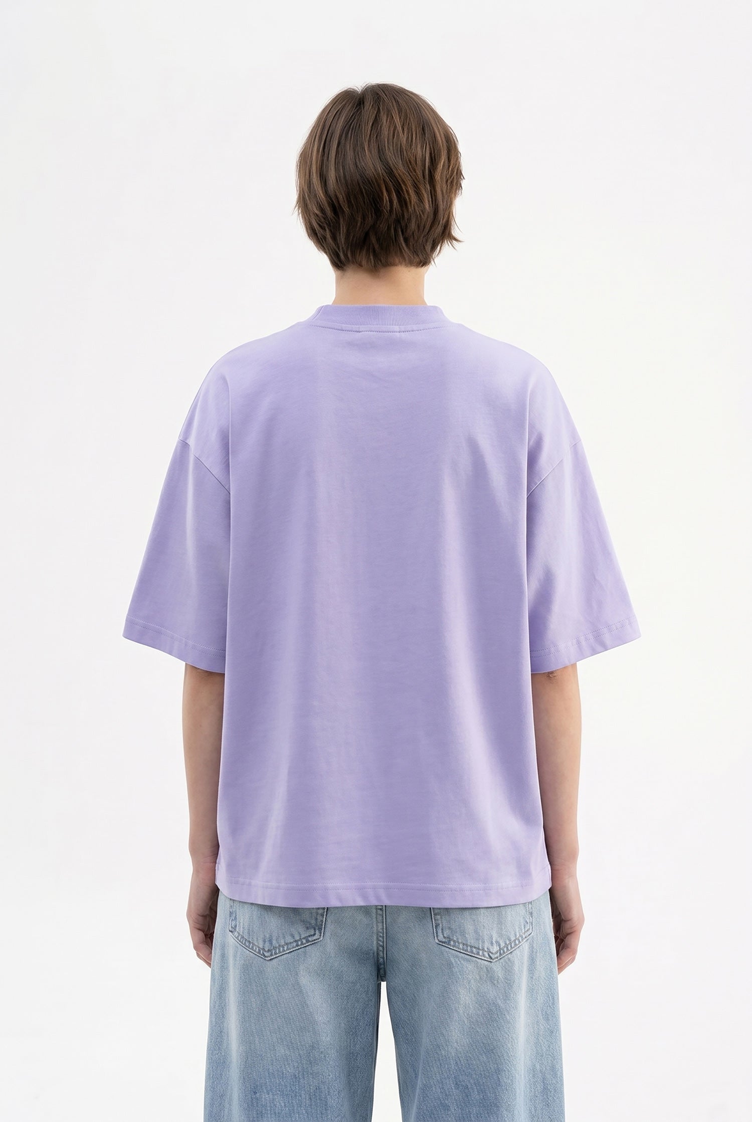 Kadın Basic Oversize Pamuklu Süprem T-Shirt Lila