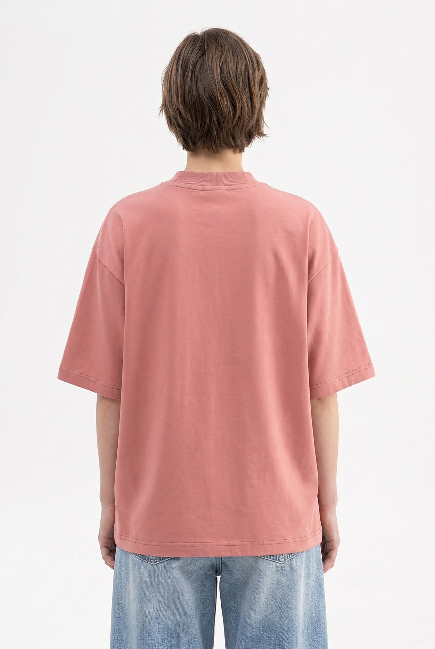 Kadın Basic Oversize Pamuklu Süprem T-Shirt Mercan